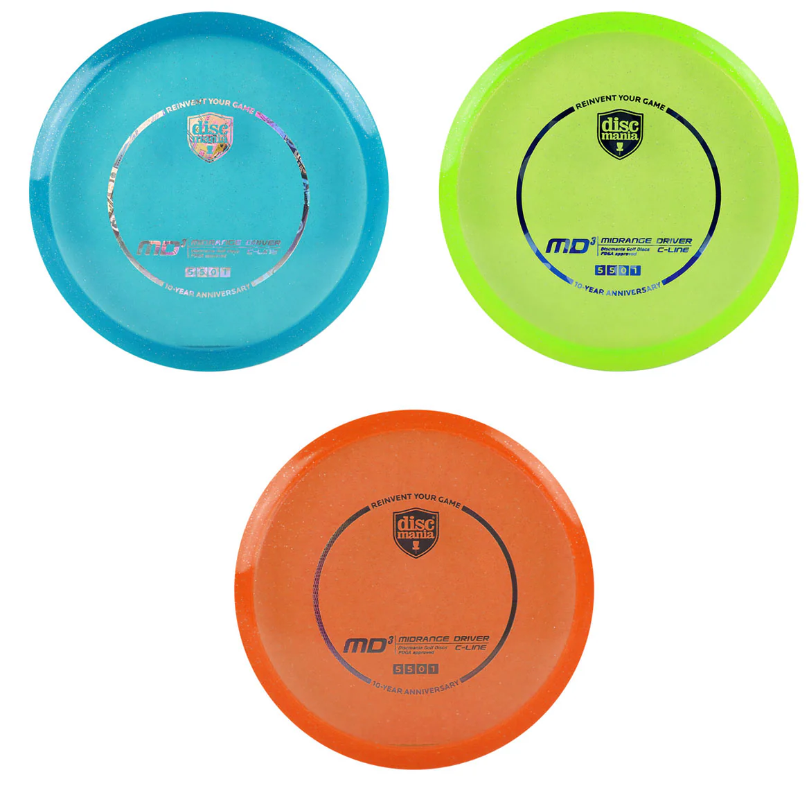 Discmania Disc Golf 10-Year Anniversary Metal Flake C-Line MD3 Heirloom - Choose