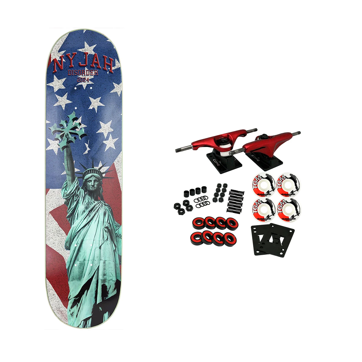 Disorder Skateboard Complete Nyjah Huston Statue of Chaos 8.12"