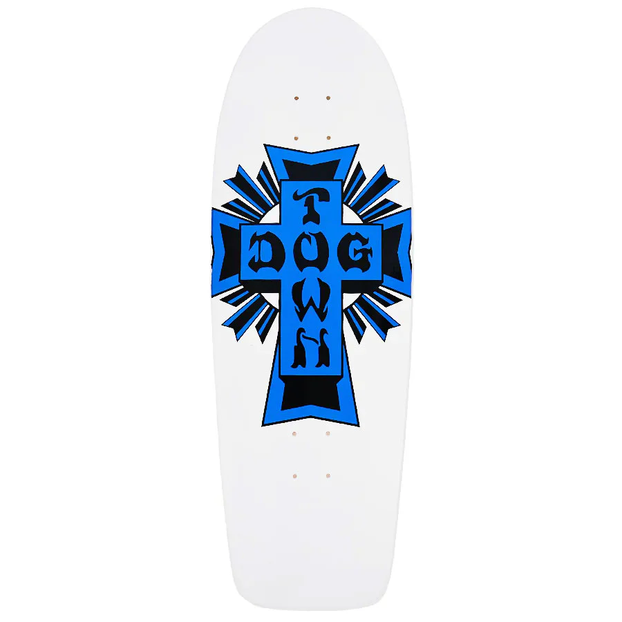 Dogtown Old School Skateboard Complete Cross Logo 70's Rider White/Blue 10" x 30.575" - Image 2