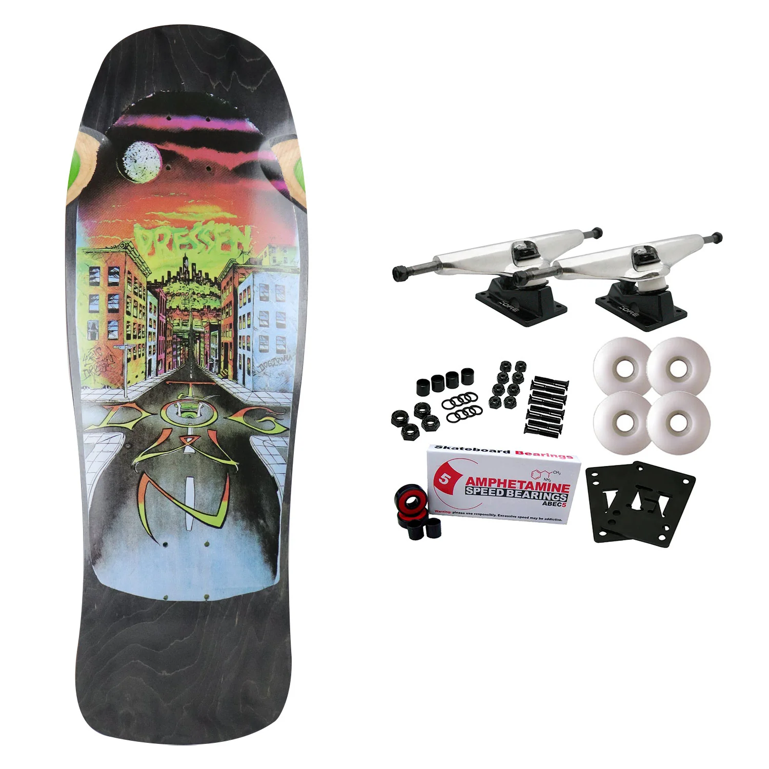Dogtown Old School Skateboard Complete Eric Dressen Street Reissue Shaped Black 10" x 30.45"