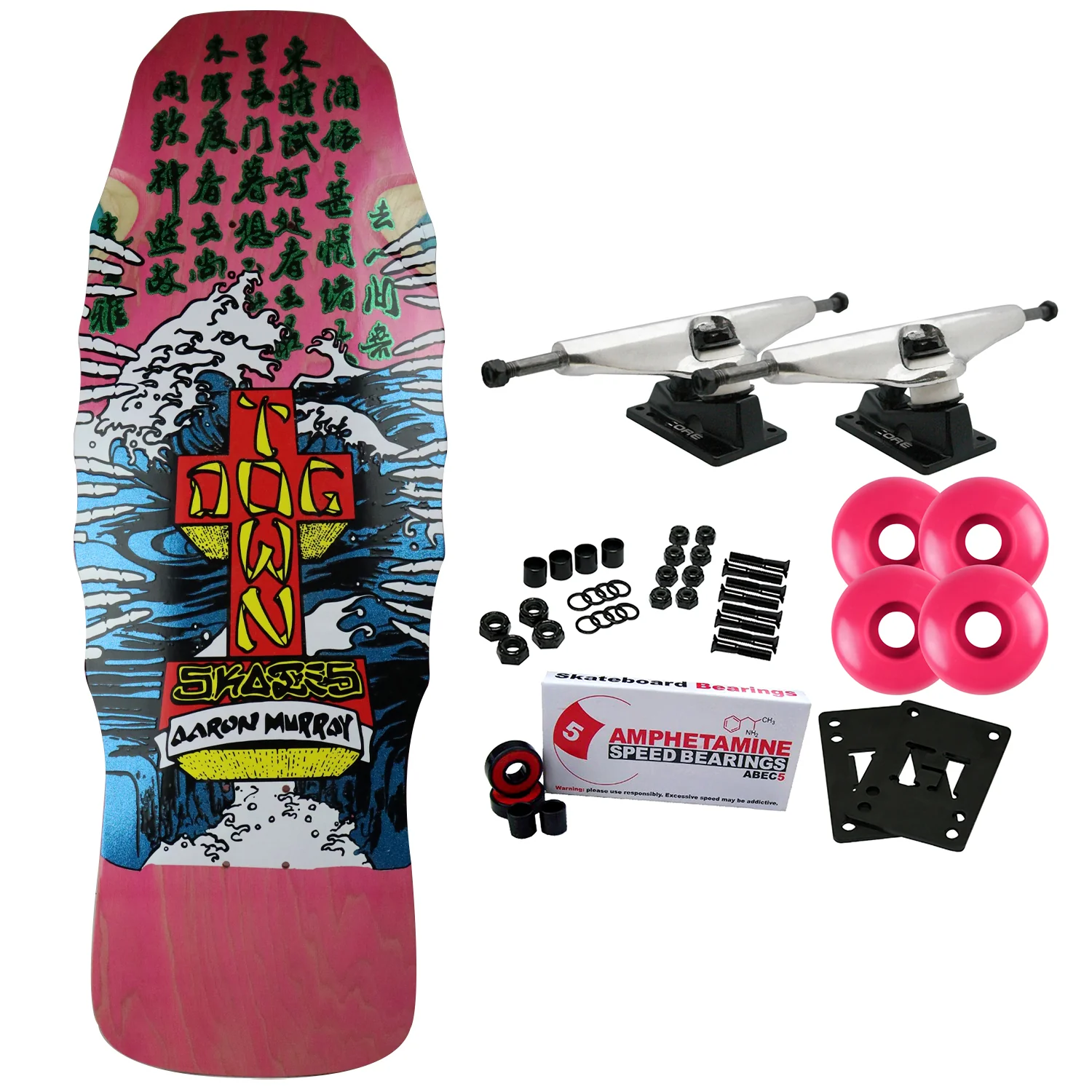 Dogtown Old School Skateboard Complete Murray Stain Pink 10.5" x 31"