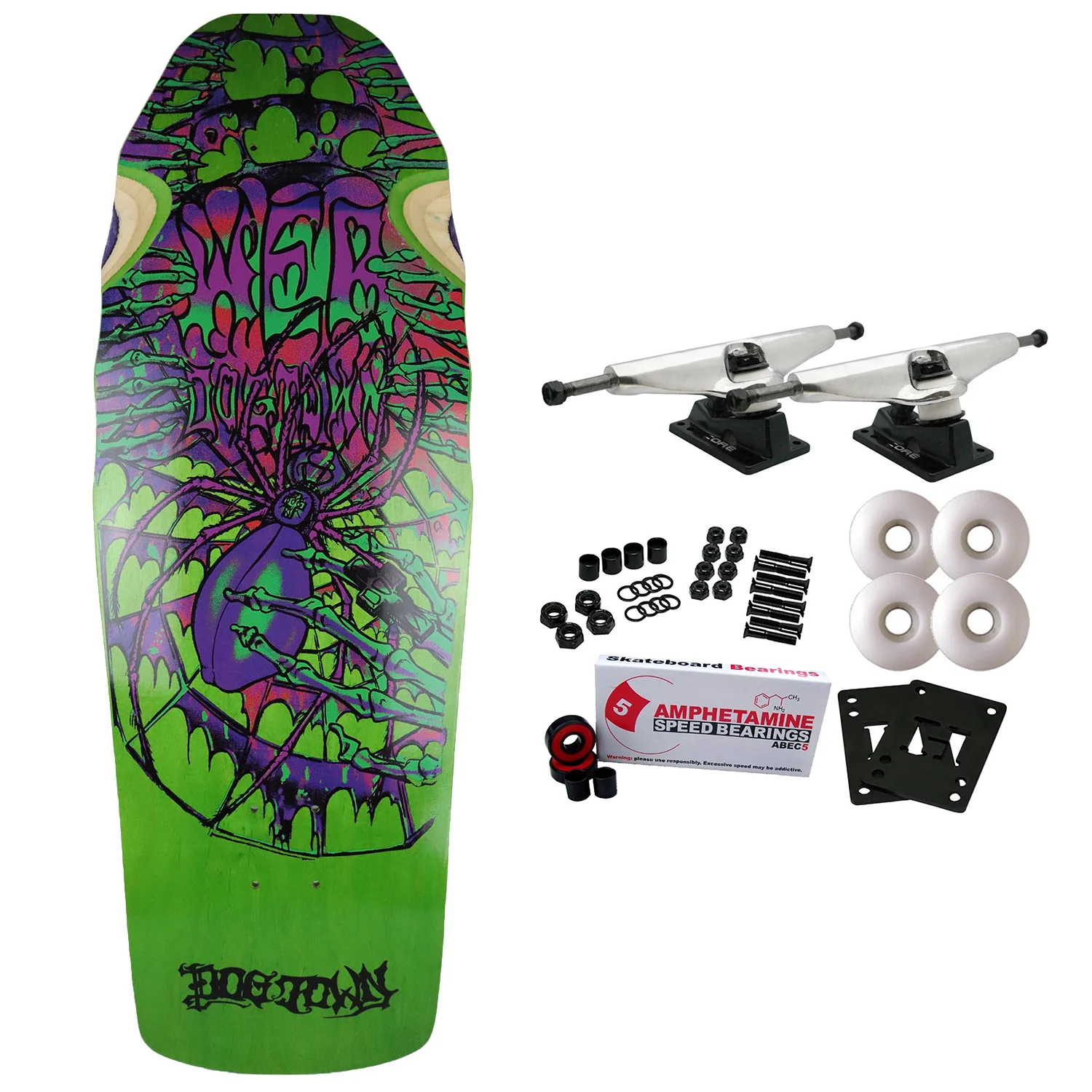 Dogtown Old School Skateboard Complete Web Reissue Green/Black 10.25" x 30.7"