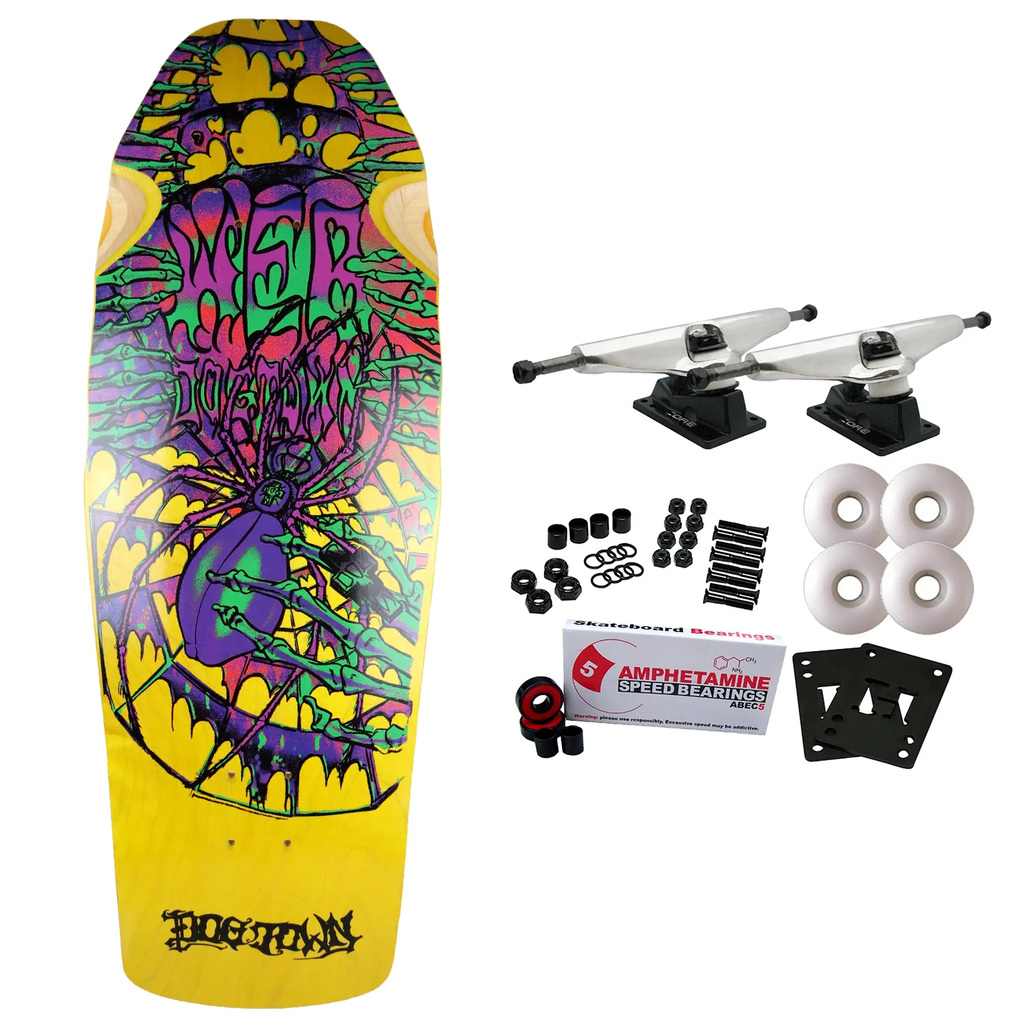 Dogtown Old School Skateboard Complete Web Reissue Yellow/Black 10.25" x 30.7"