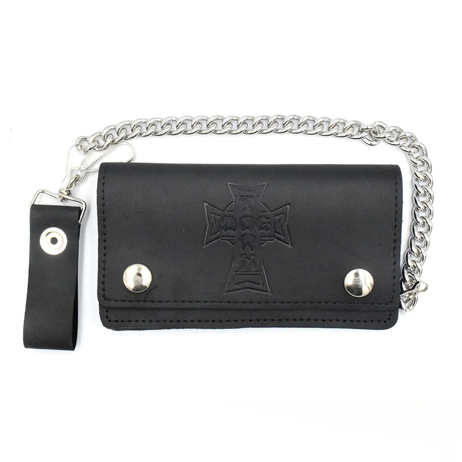 Dogtown Skateboard Chain Wallet Vintage Cross Large Leather Black