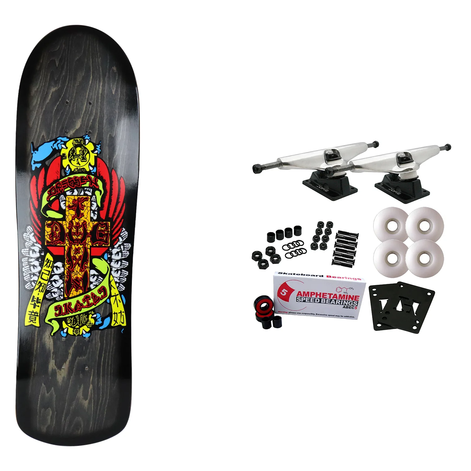 Dogtown Skateboard Complete Dressen Hands M80 Black 8.75" x 32"