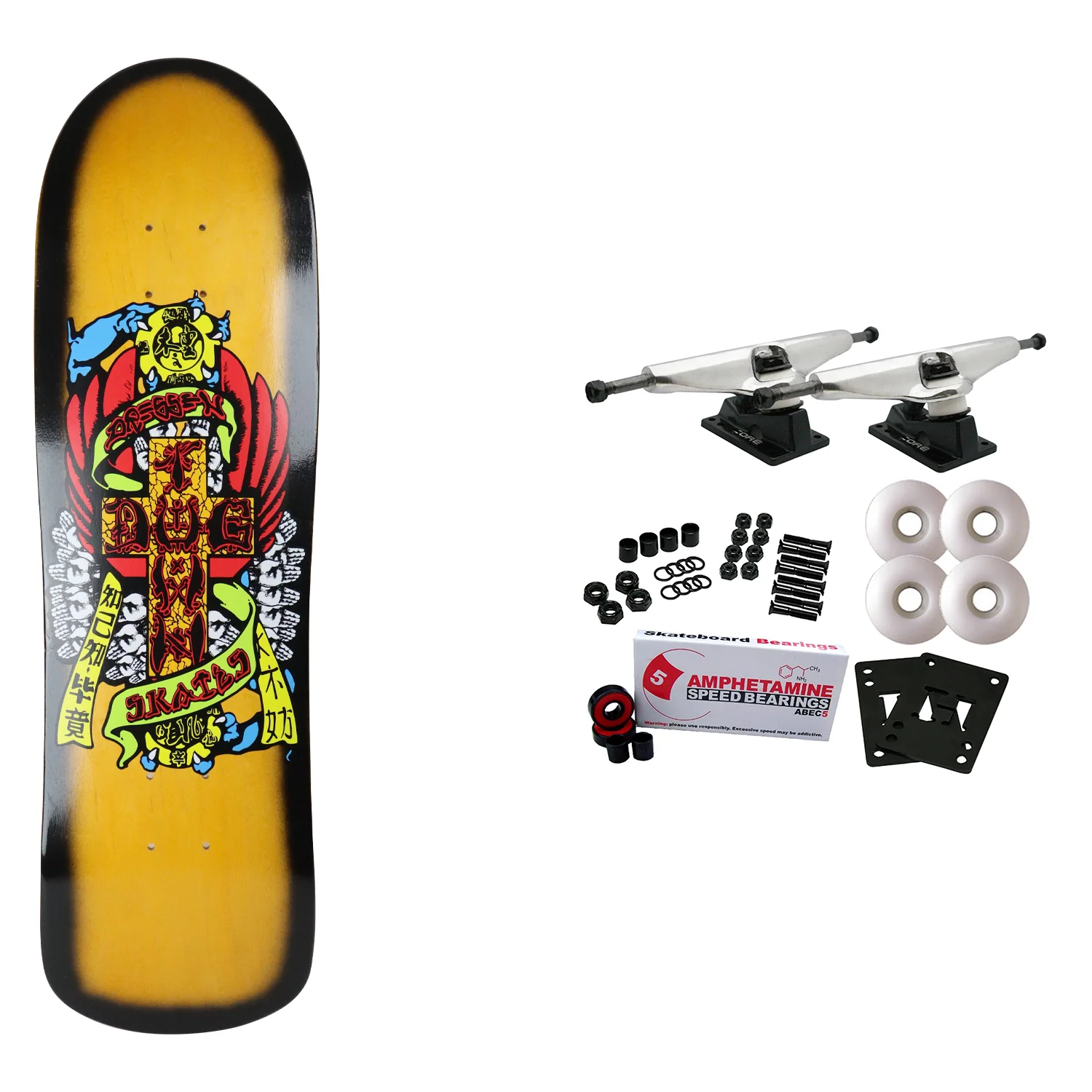 Dogtown Skateboard Complete Dressen Hands M80 Orange 8.75" x 32"