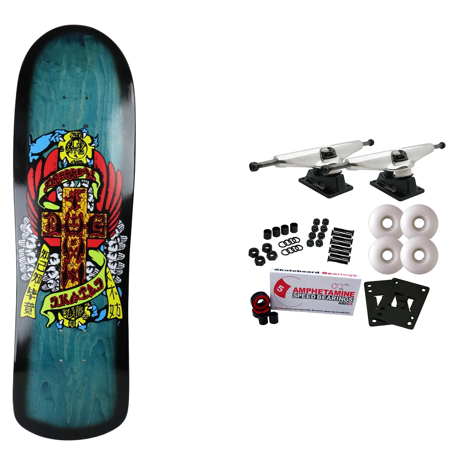 Dogtown Skateboard Complete Dressen Hands M80 Teal 8.75" x 32"