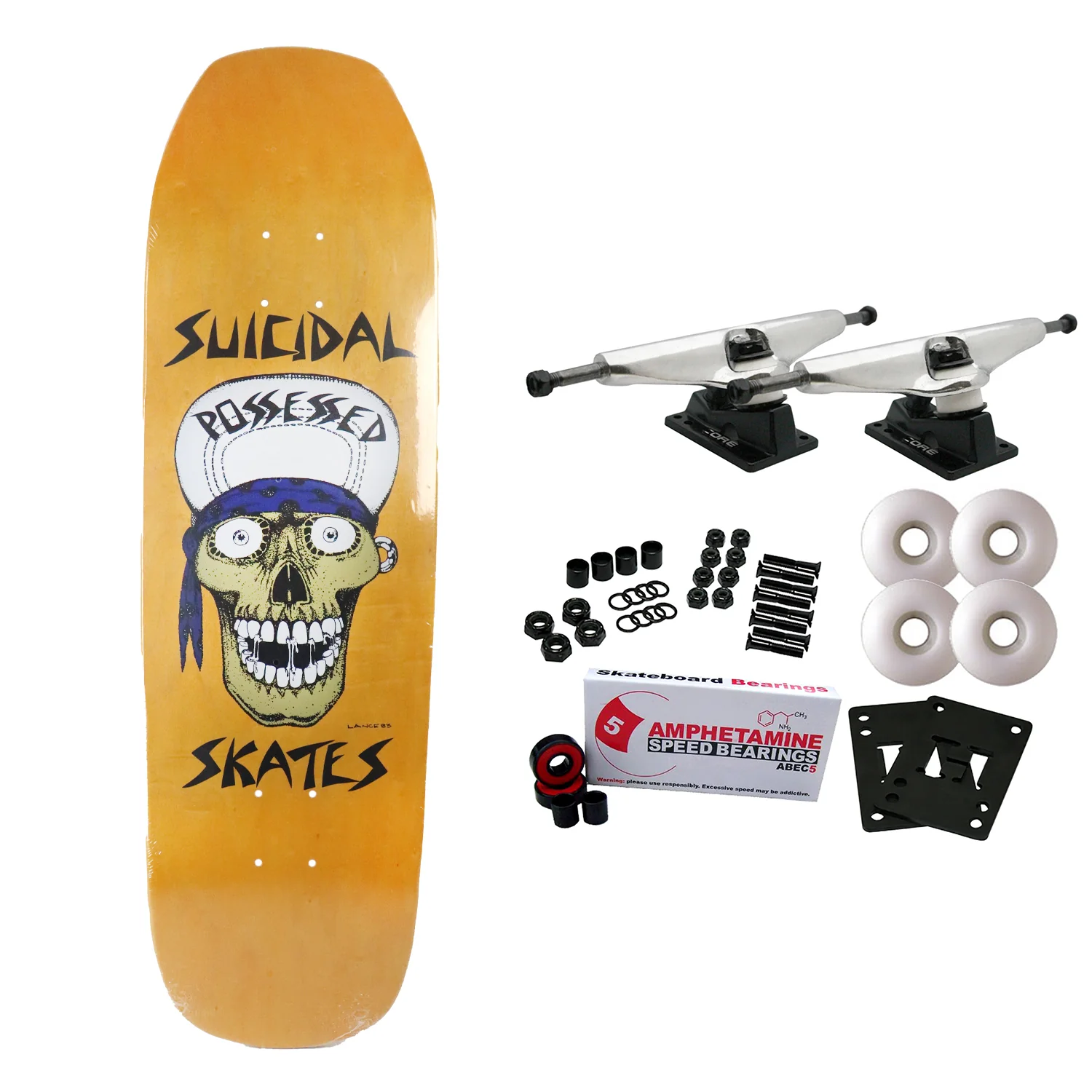 Dogtown Skateboard Complete Old School Suicidal Punk Pool Shape Yellow