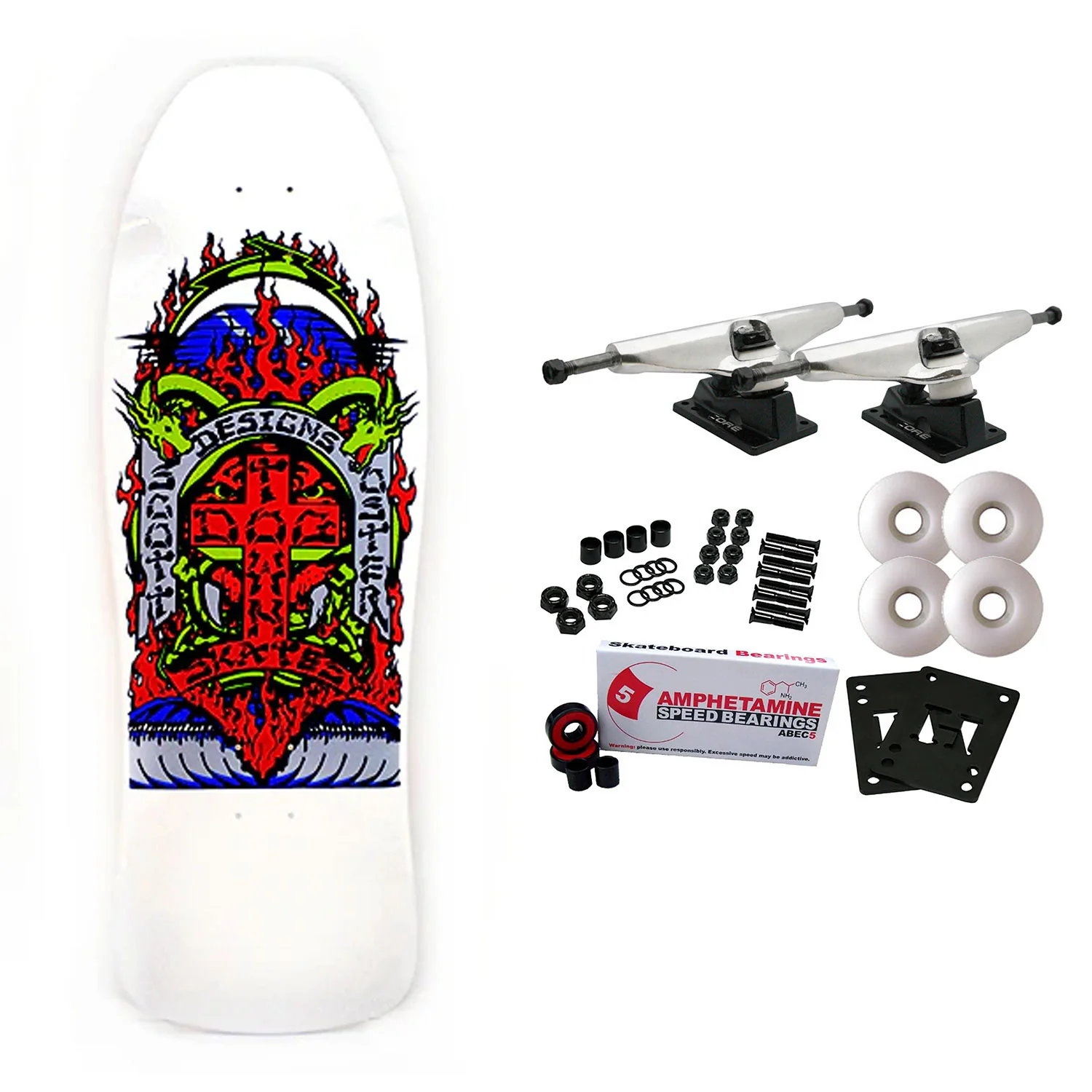 Dogtown Skateboard Complete Scott Oster 80s Reissue Gloss White/Blue Pearl 10.361" x 30.754"