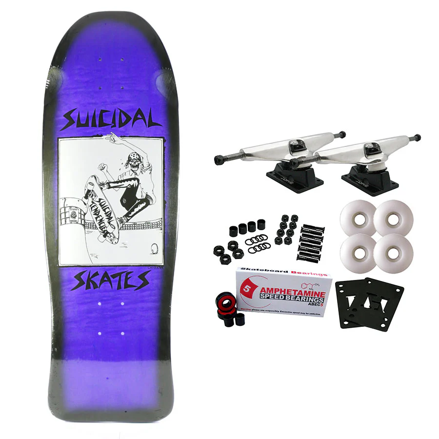 Dogtown Skateboard Complete Suicidal Pool Skater Re-Issue Black Fade Purple Old School 10.125" x 30.325"