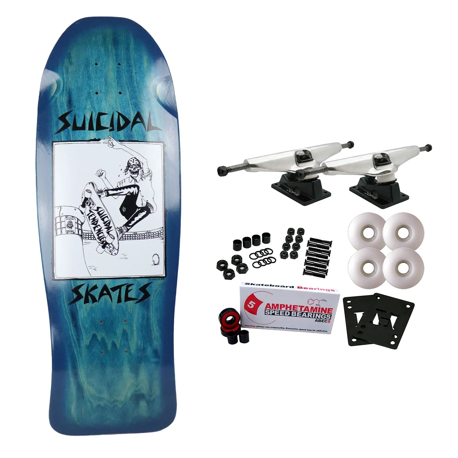 Dogtown Skateboard Complete Suicidal Skates Pool Skater Blue Fade Blue 10.12" x 30.32" Old School