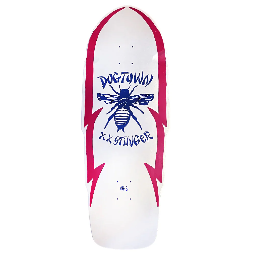 Dogtown Skateboard Deck O Stinger Pearl White Red/Blue 11.25" x 32" Old School