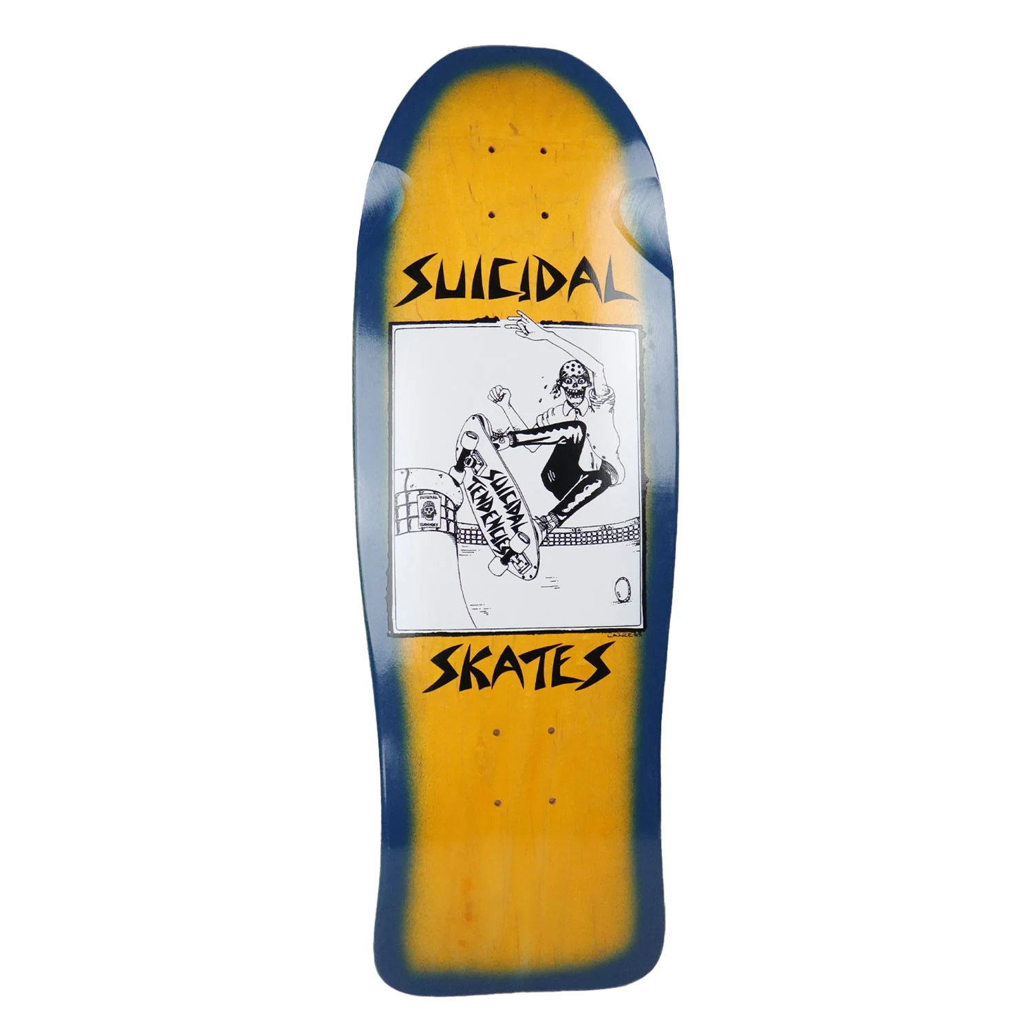 Dogtown Skateboard Deck Suicidal Skates Pool Skater Blue Fade Yellow 10.12" x 30.32" Old School