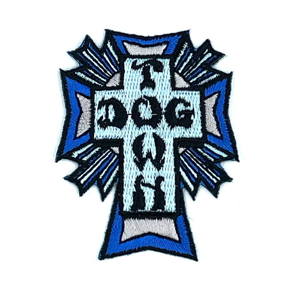 Dogtown Skateboard Patch Cross Logo Blue 2" x 2.5" Iron /Sew On
