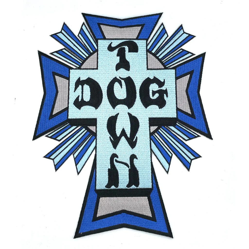 Dogtown Skateboard Patch Large Cross Logo Blue 10" x 8" Iron /Sew On