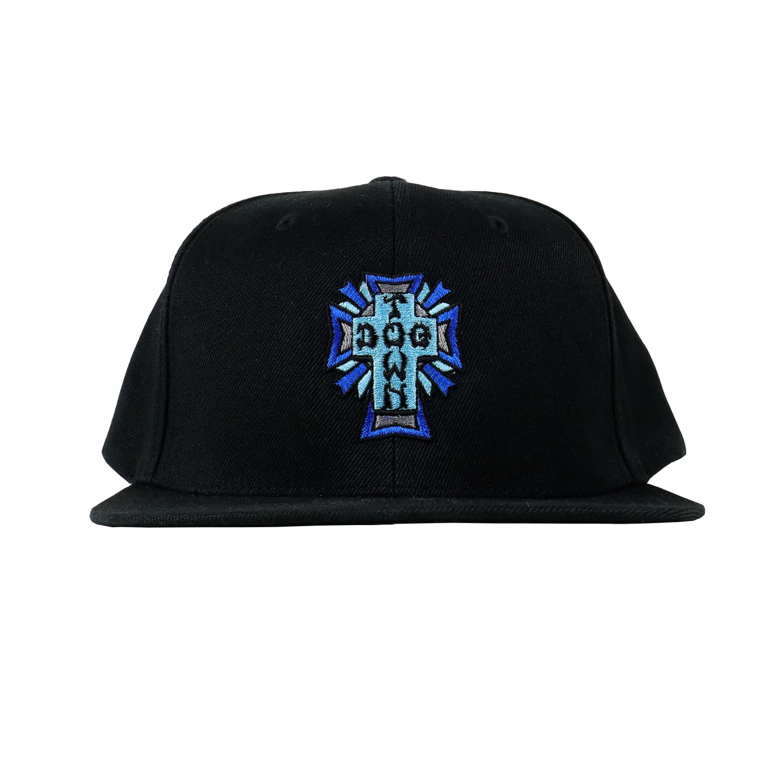 Dogtown Skateboards Hat Cross Logo Patch Snapback Black/Blue Cross