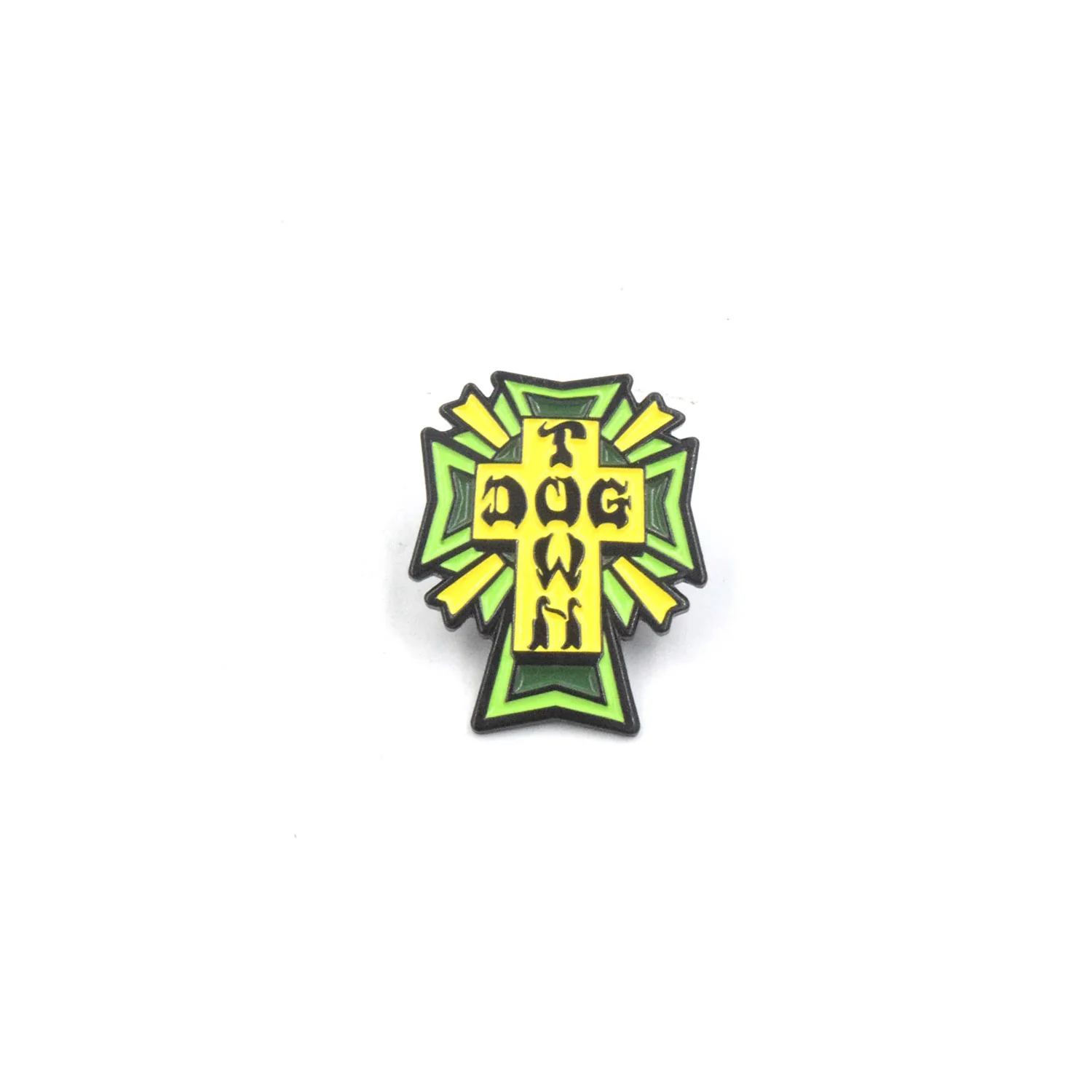 Dogtown Skateboards Pin Cross Logo Enamel Pin Green 1.25"