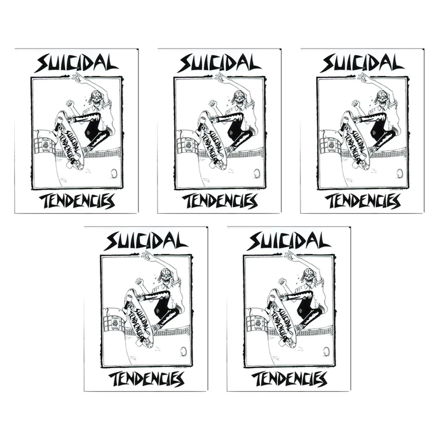 Dogtown Skateboards Sticker Pack Lance Mountain Suicidal Skater 5-Pack White 4" - 5 Stickers