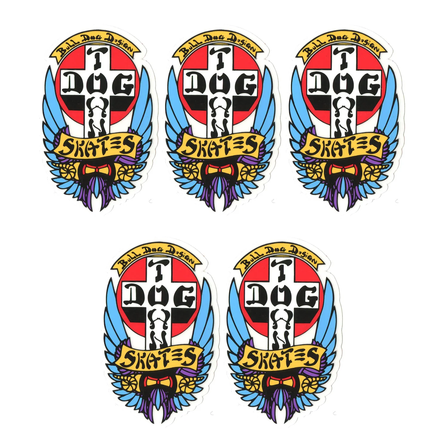 Dogtown Skateboards Sticker Pack OG Bulldog 5-Pack 4" - 5 Stickers