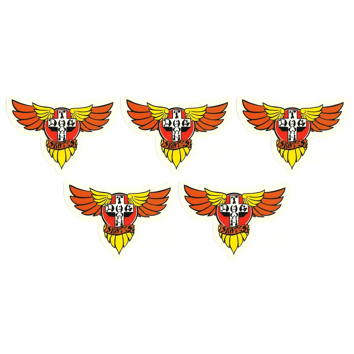 Dogtown Skateboards Sticker Pack Wings 5-Pack Orange 5" - 5 Stickers