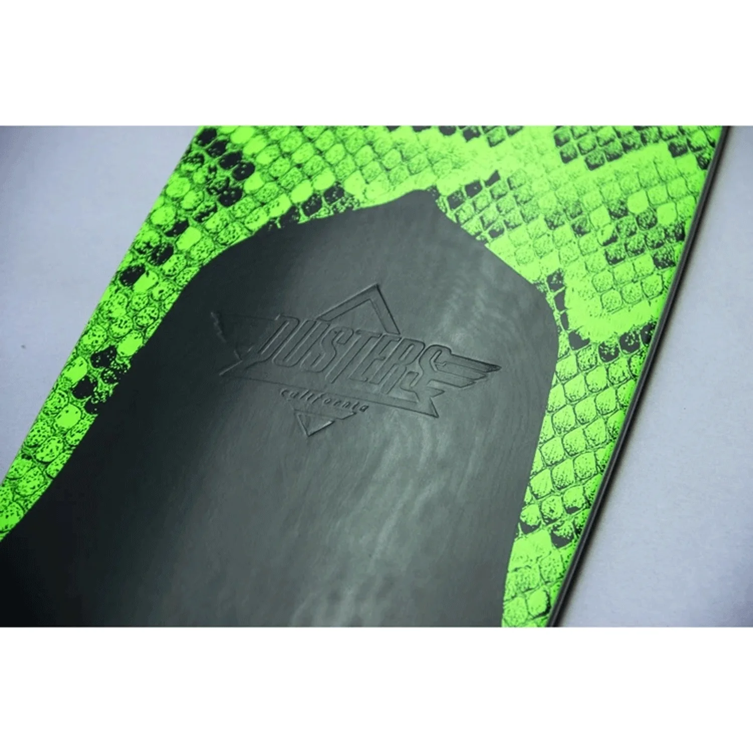 Dusters Longboard Channel Snakeskin Drop Through Neon Green 9.375" x 38" - Image 4