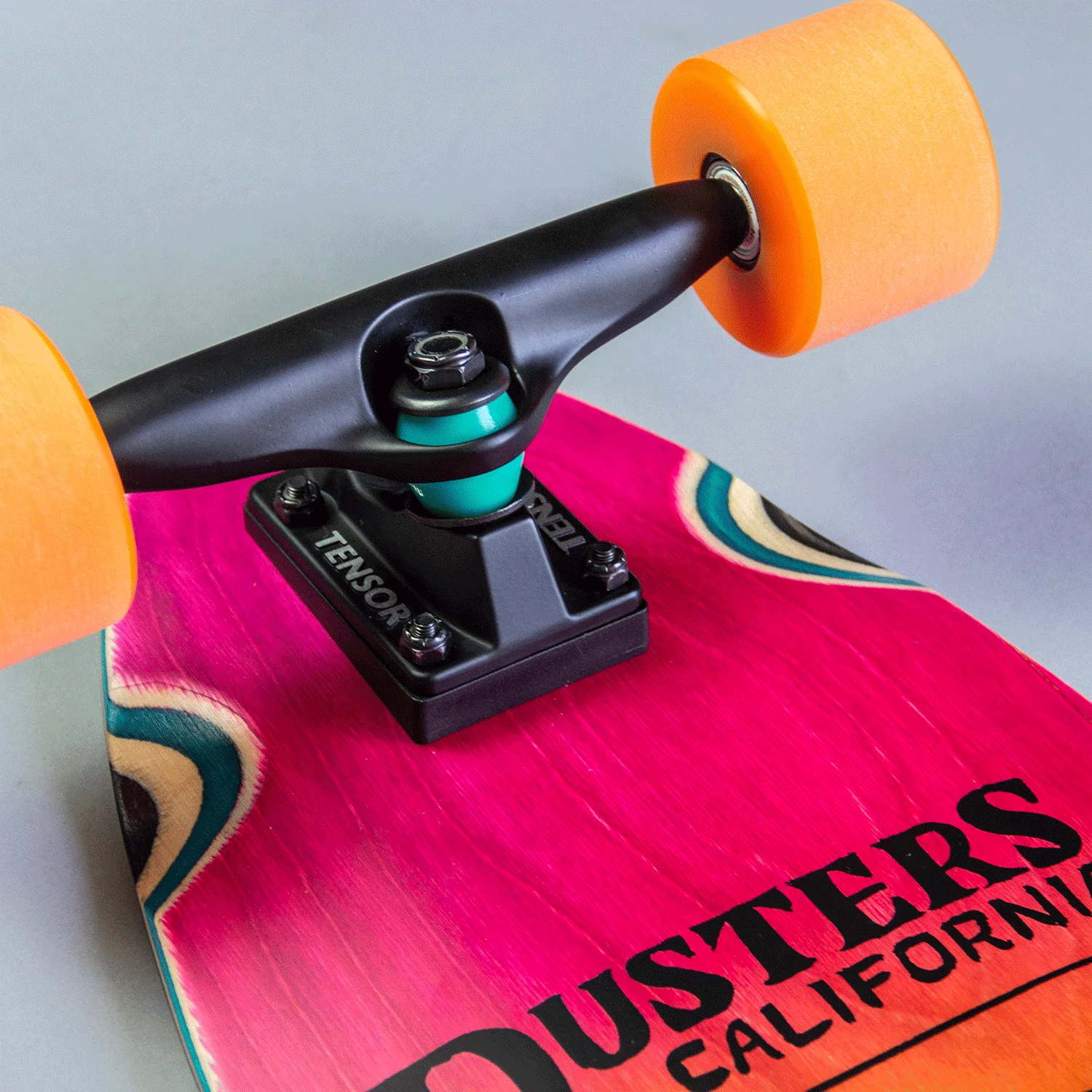 Dusters Longboard Complete Moto Fades Pintail Pink/Tealk/Orange 37" - Image 4