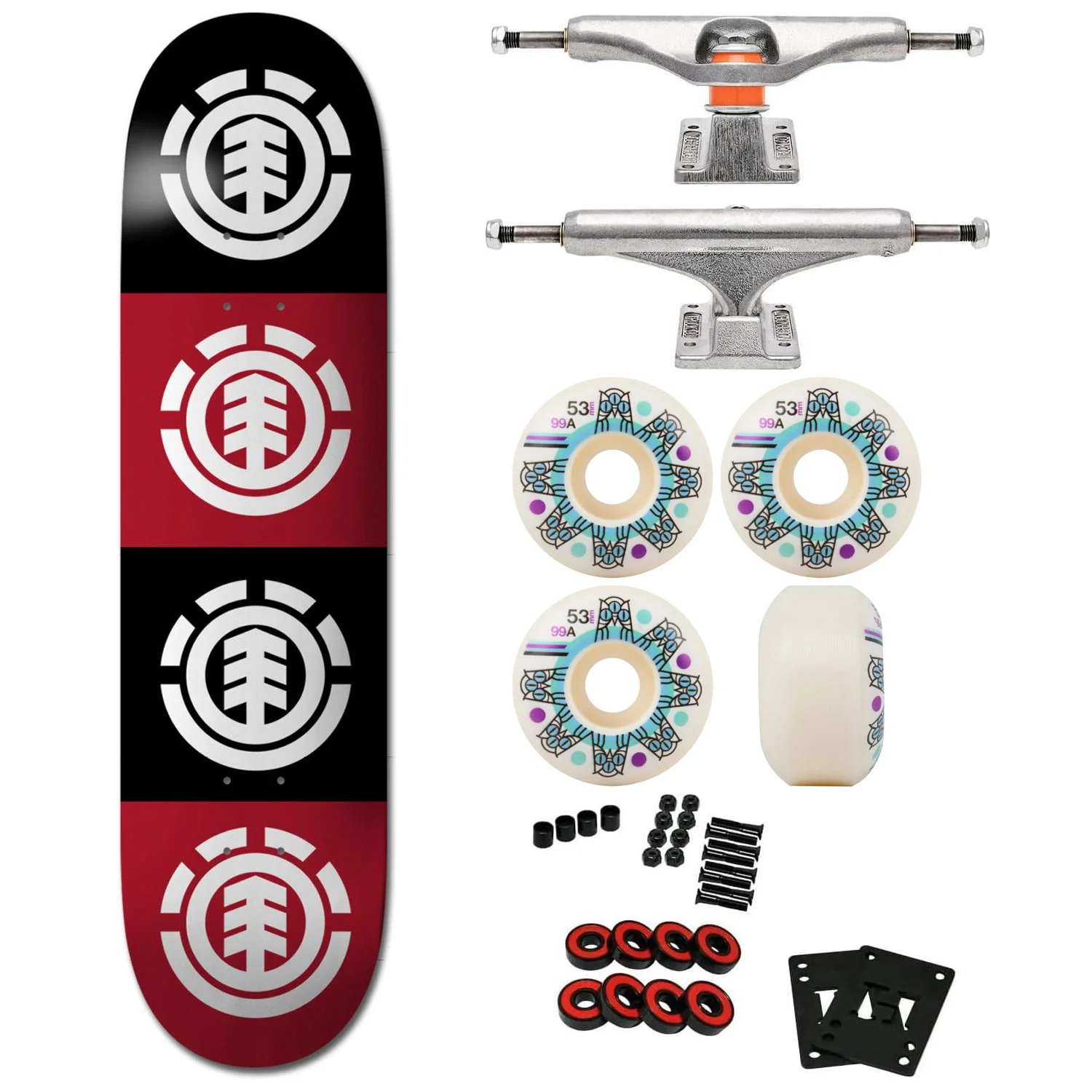 Element Quadrant 7.75" Deck, Independent Trucks and Triclops Wheels Complete