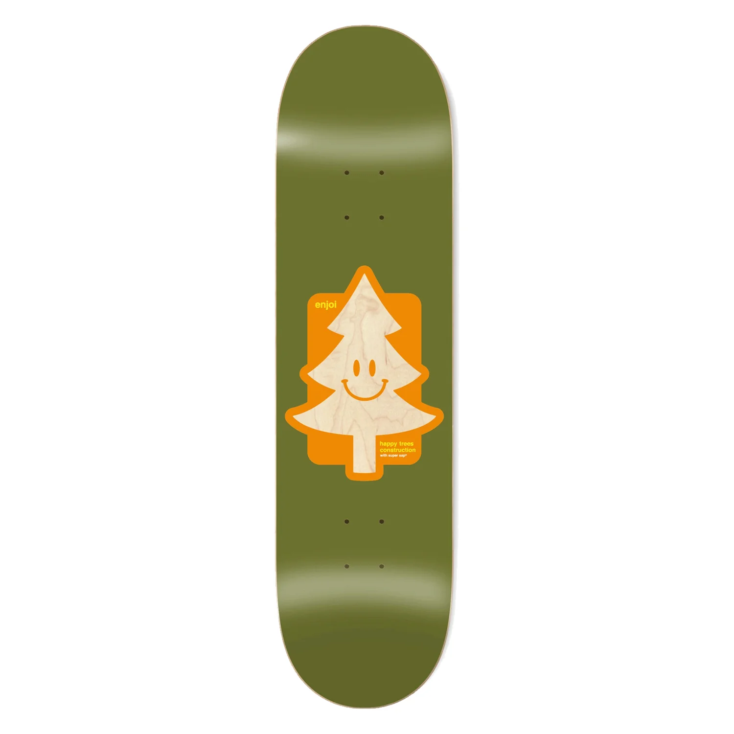 Enjoi Skateboard Deck Happy Tree Super Sap Army Green 8.5" x 32.1"