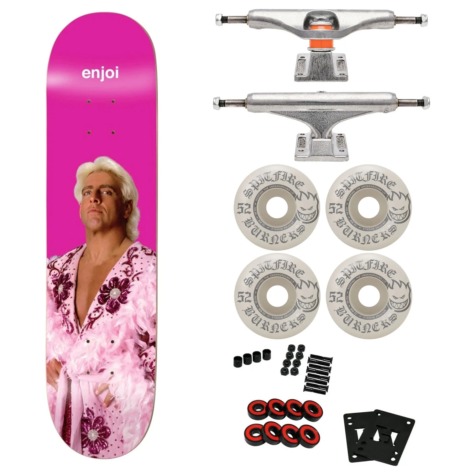 Enjoi Skateboard Ric Flair 8.25" with Independent Trucks, Spitfire Wheels
