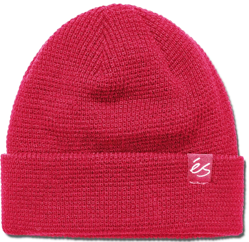 eS Beanie Script Waffle Knit Red