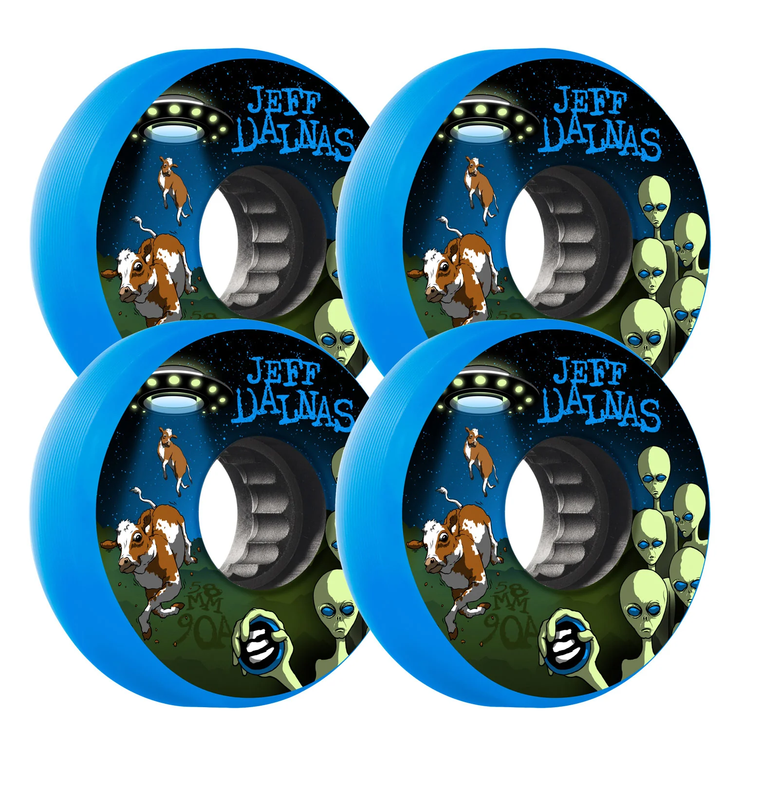 Eulogy Aggressive Wheels 58mm Jeff Dalnas Alien 90A Blue 4-Pack