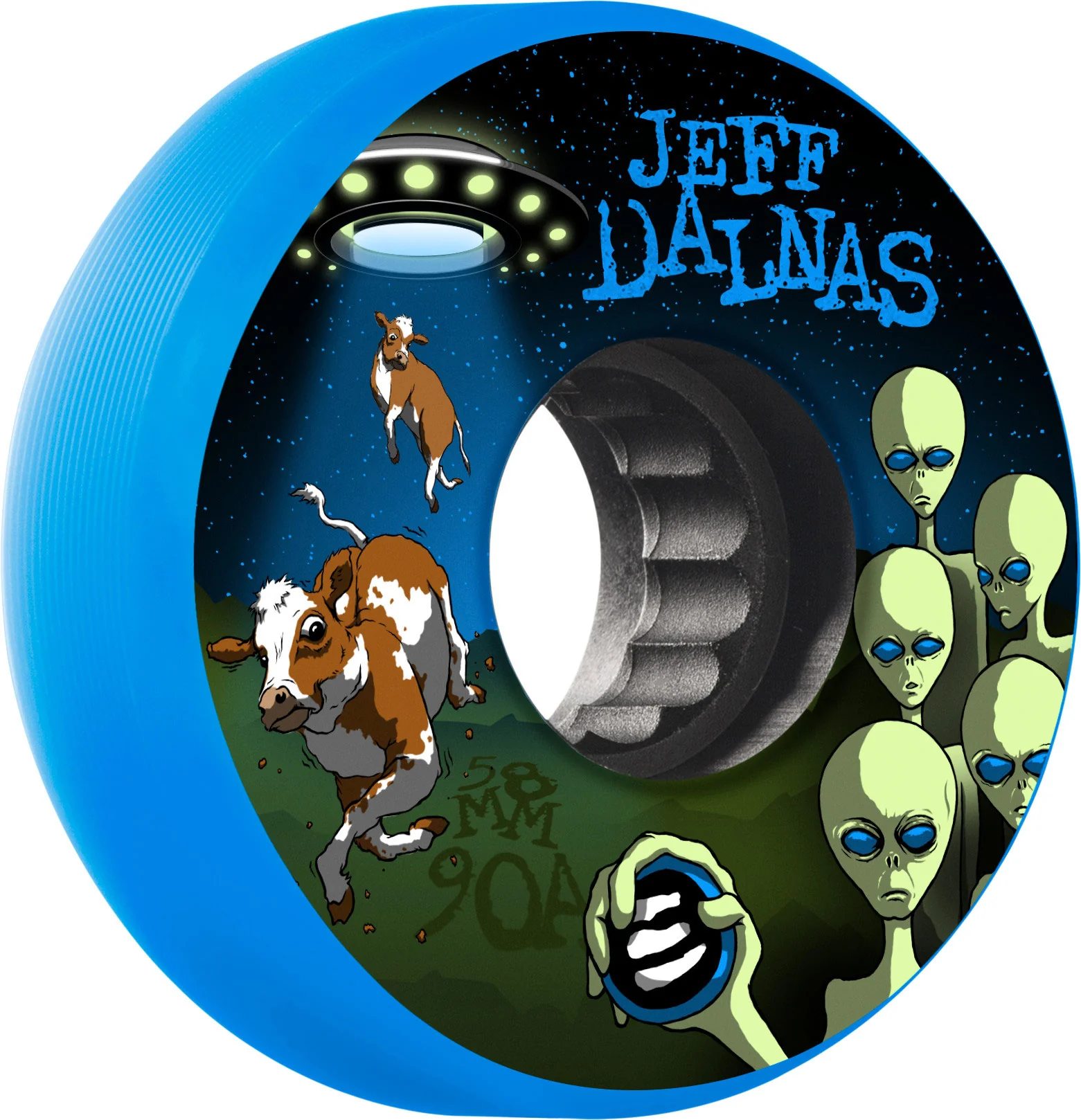Eulogy Aggressive Wheels 58mm Jeff Dalnas Alien 90A Blue 4-Pack - Image 2