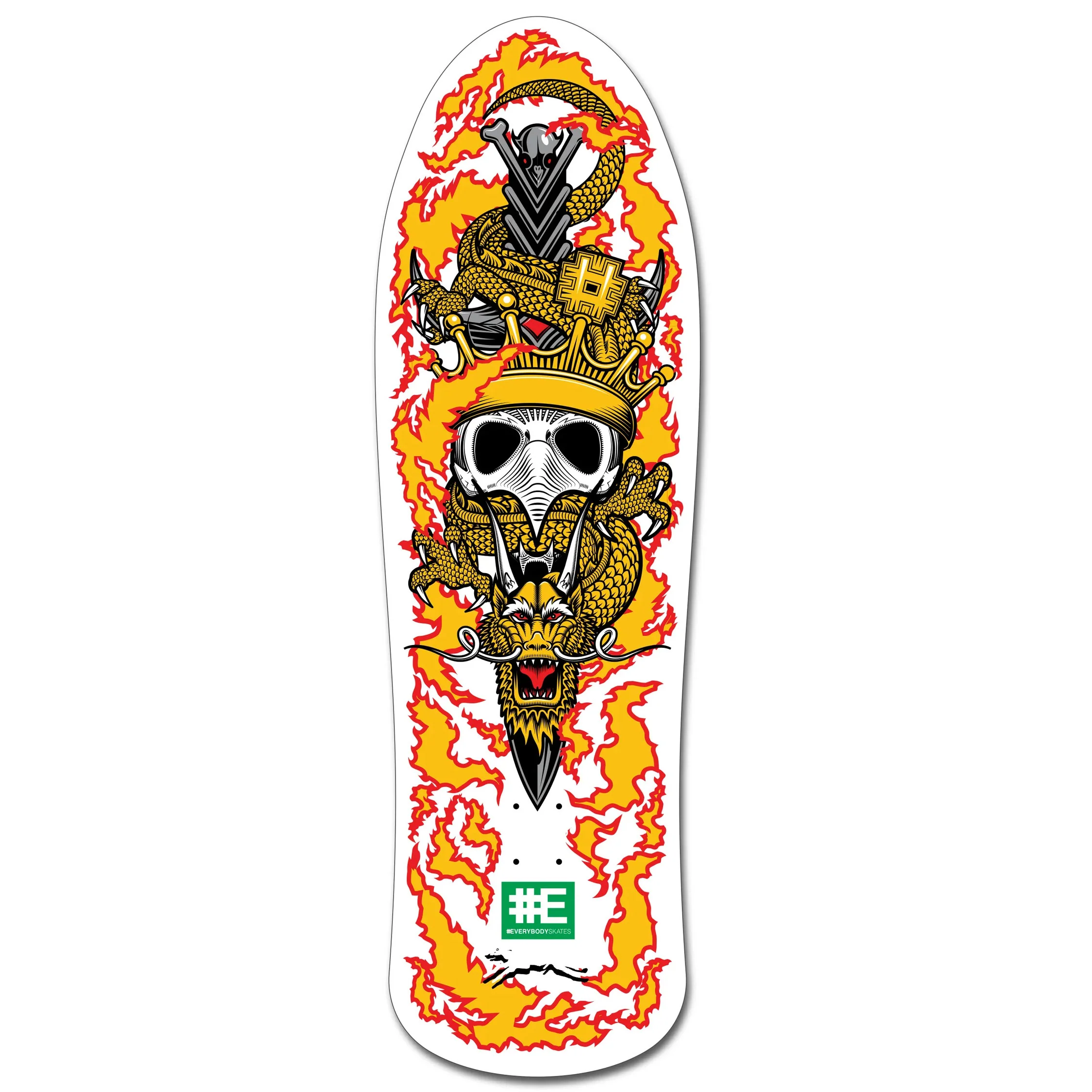 Everybody Skates Skateboard Complete Kings Big Board White 12.3" x 40" with Independent Trucks, Spitfire Wheels - Image 2