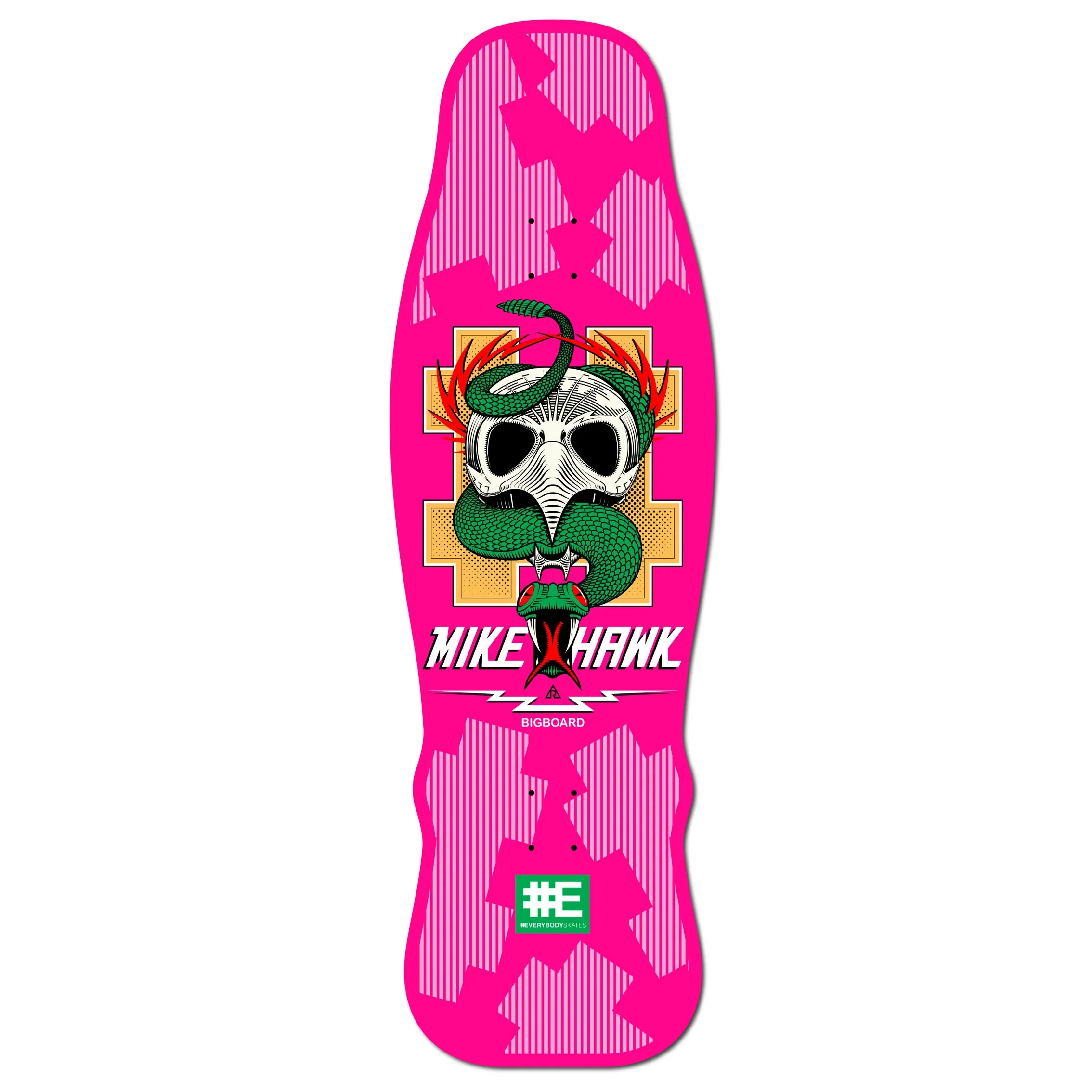 Everybody Skates Skateboard Complete Mike Hawk Big Board Pink 12.4" x 40" with Independent Trucks, Spitfire Wheels - Image 2