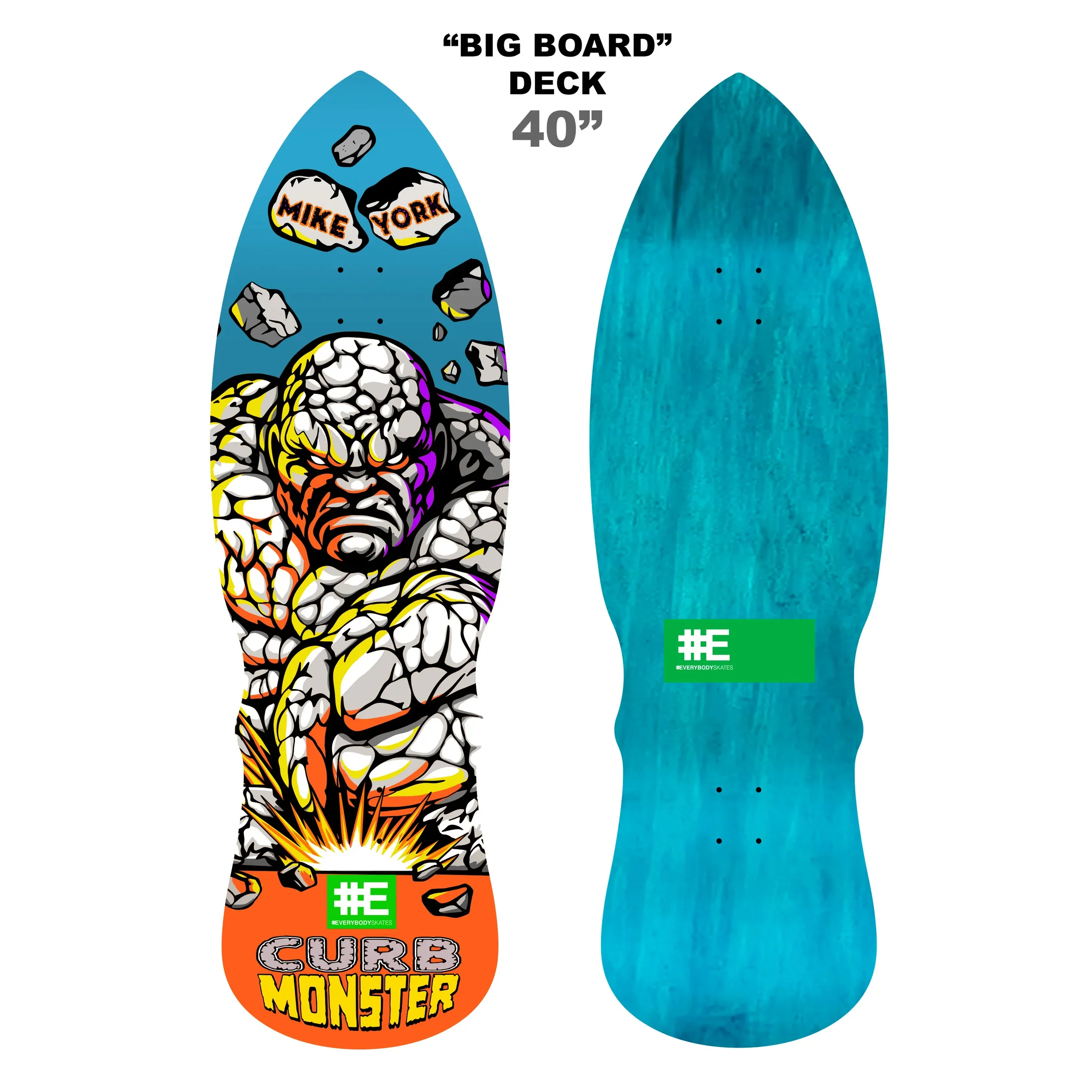 Everybody Skates Skateboard Complete Mike York Curb Monster Big Board 12.25" x 40" with Independent Trucks, Spitfire Wheels - Image 2