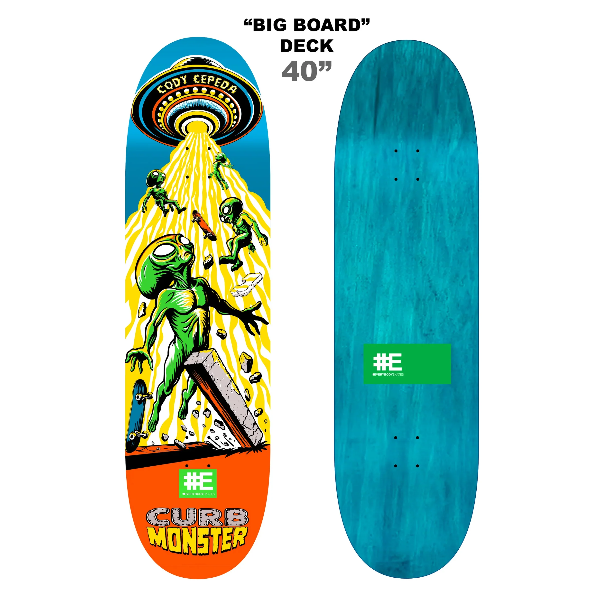 Everybody Skates Skateboard Deck Cody Cepeda Curb Monster Big Board 10.75" x 40" - Image 3