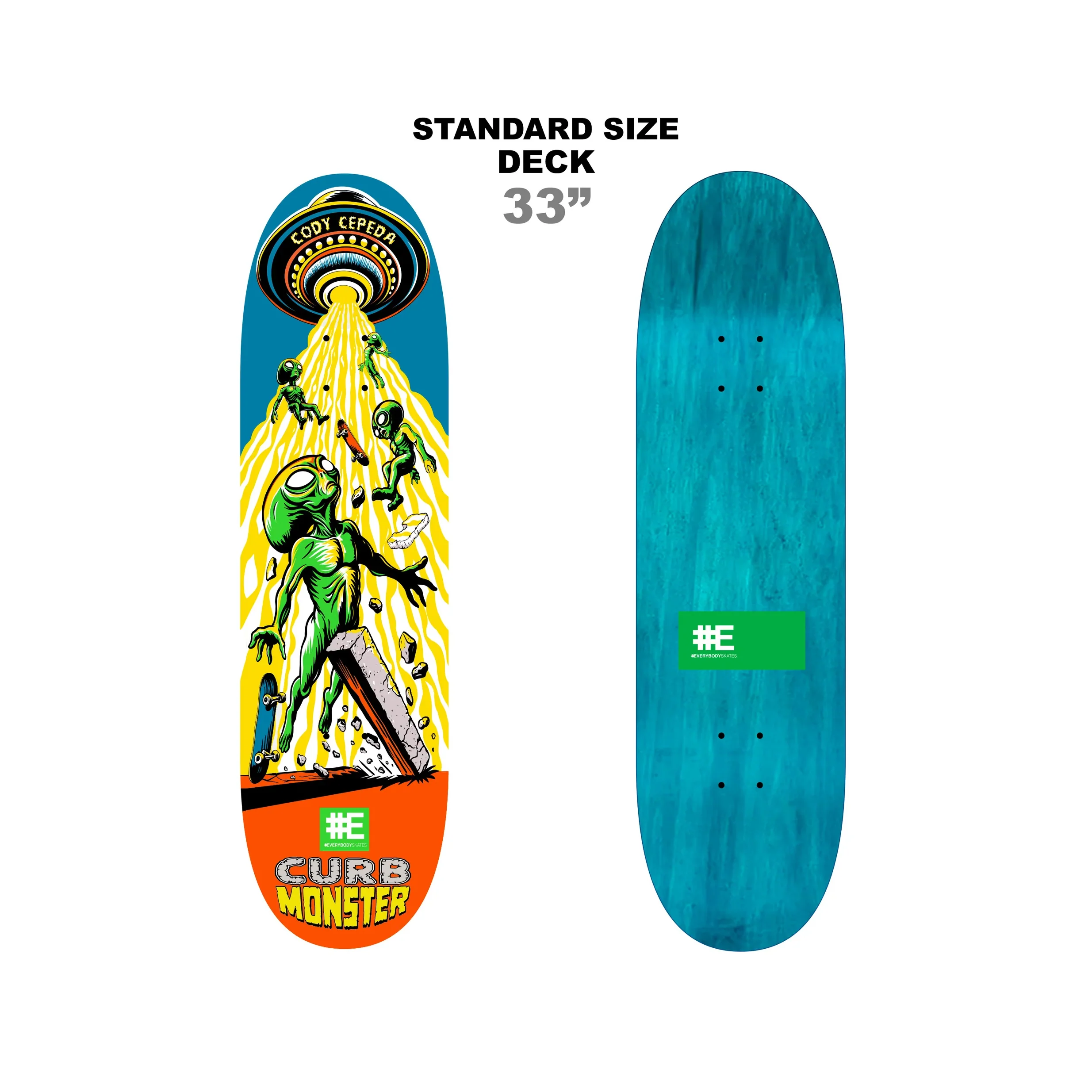 Everybody Skates Skateboard Deck Cody Cepeda Curb Monster Standard 9" x 33" - Image 3