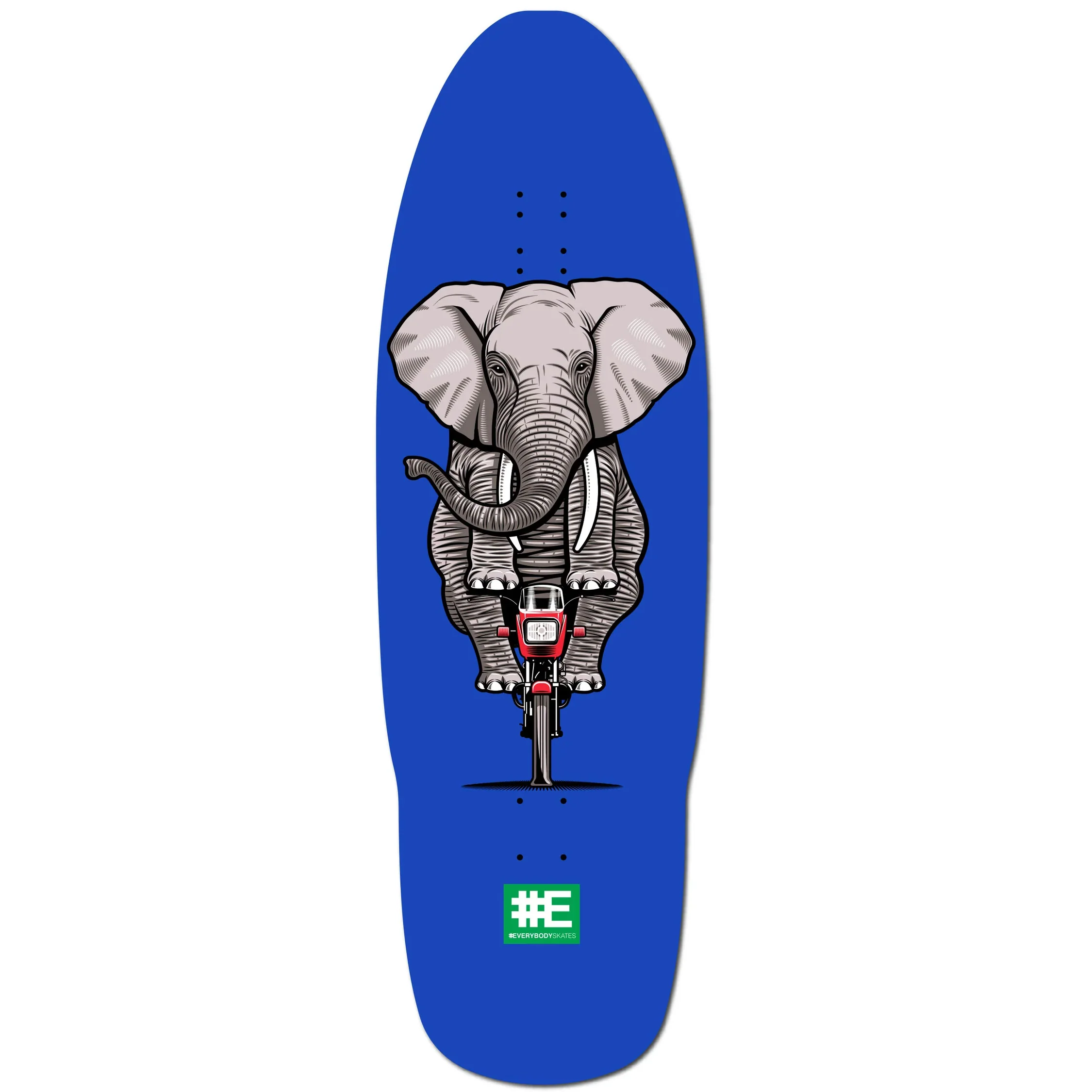 Everybody Skates Skateboard Deck Elephant Big Board Blue 12.3" x 40"