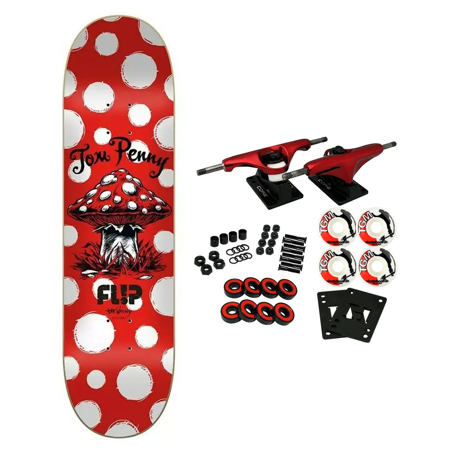 Flip Skateboard Complete Tom Penny Dots Red 8.125" x 31.59"