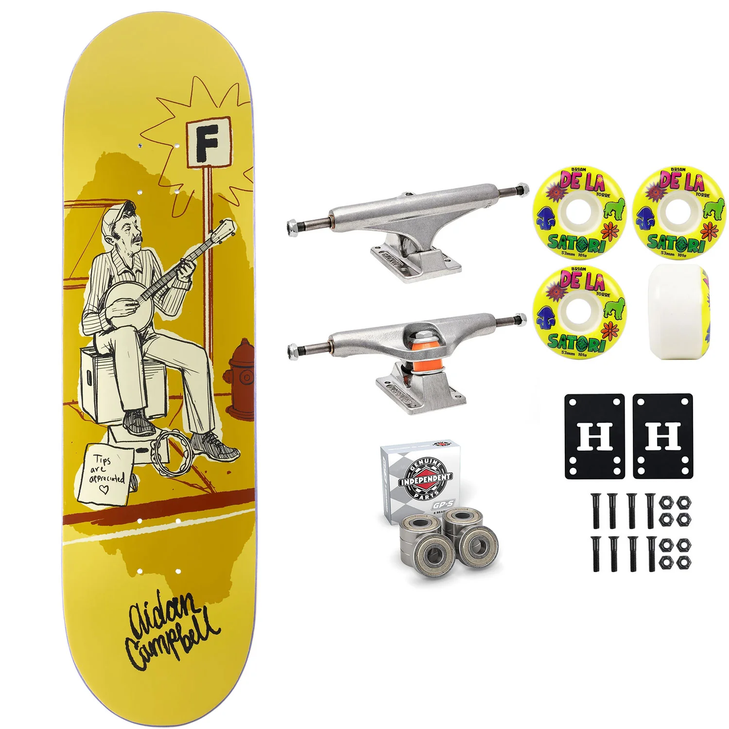 Foundation Skateboard Complete Adian Campbell Busker 8.5" x 31.75" Independent Satori Upgrade