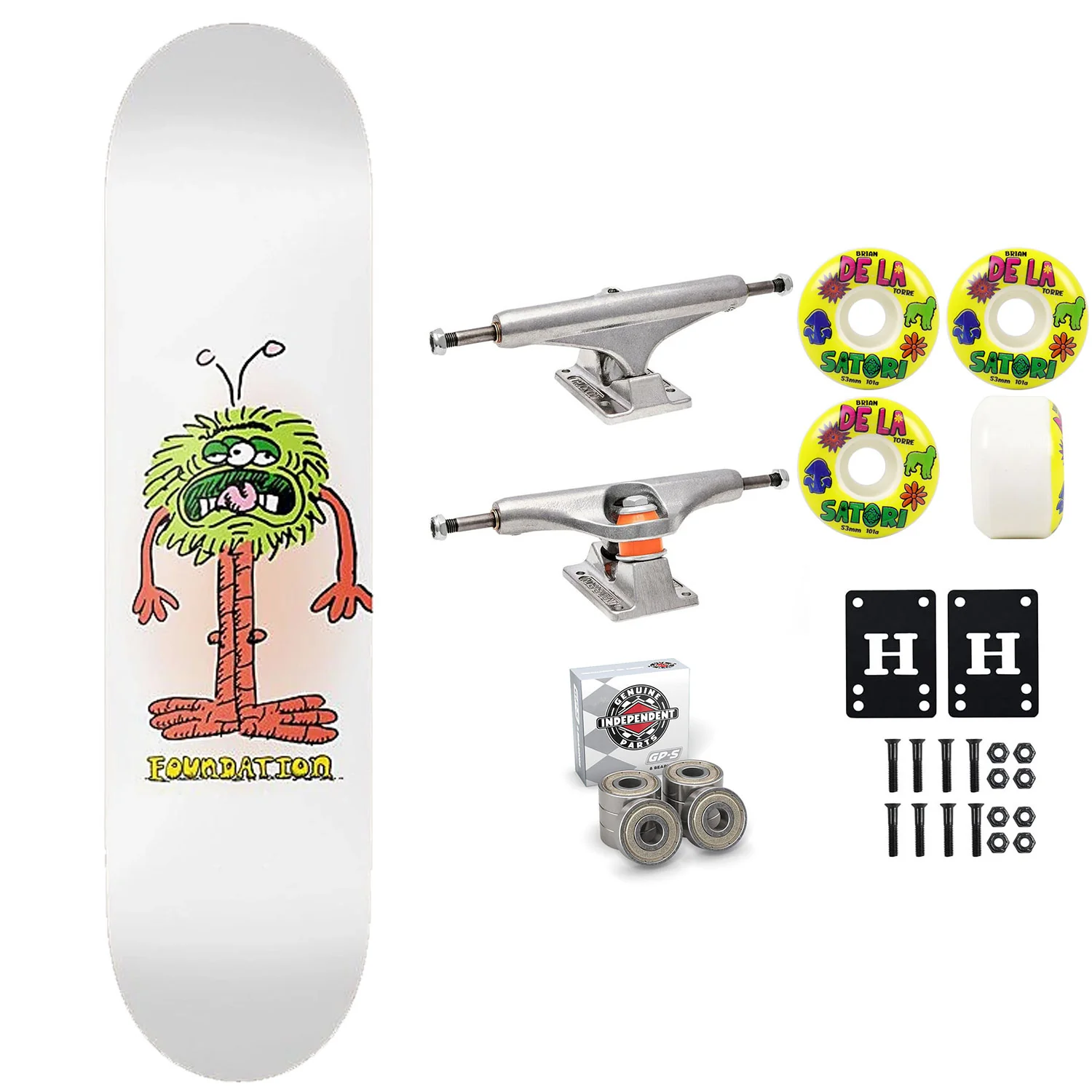 Foundation Skateboard Complete Green Monster 8.25" x 31.75" Independent Satori Upgrade