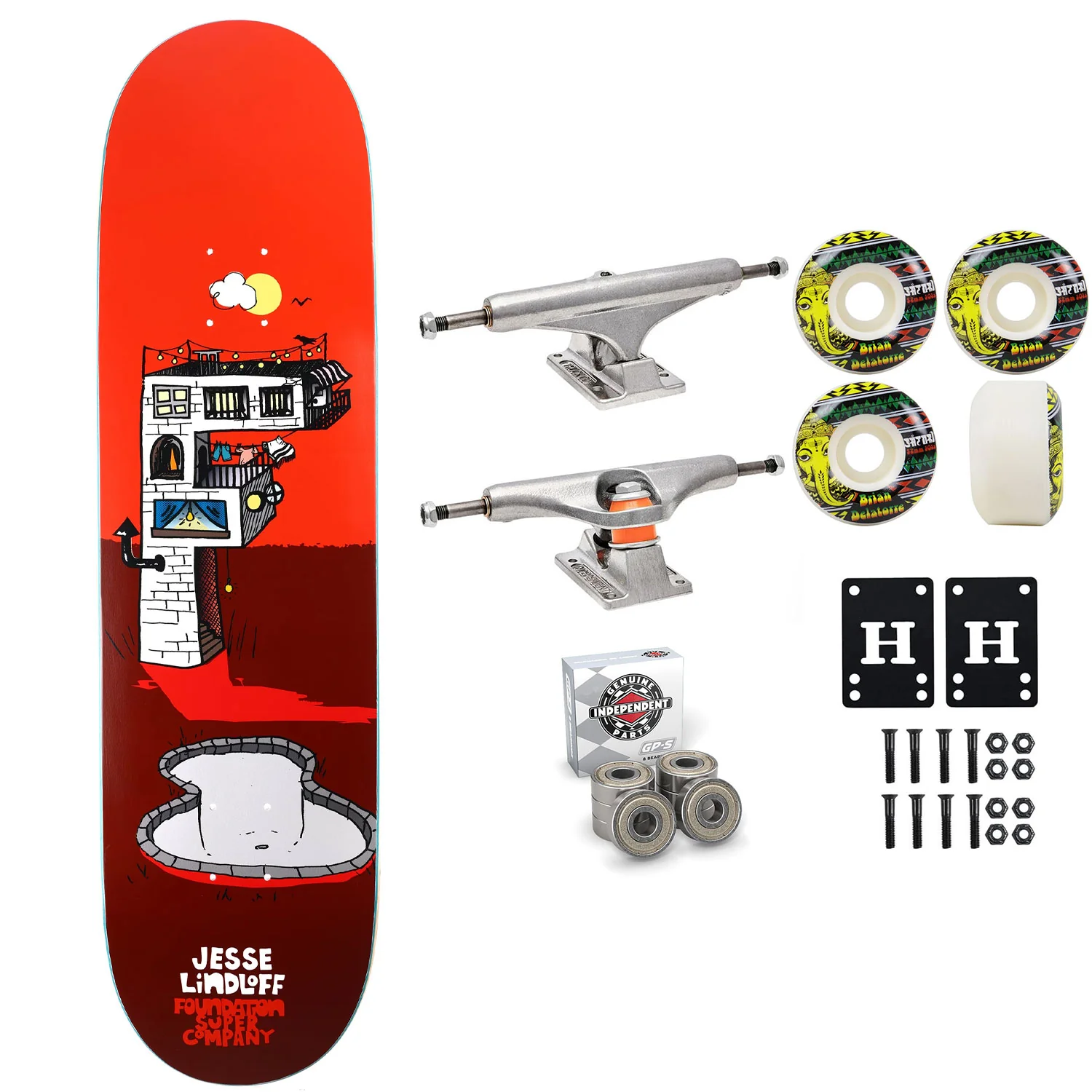 Foundation Skateboard Complete Jesse Lindloff F House 8.5" x 32" Independent Satori Upgrade