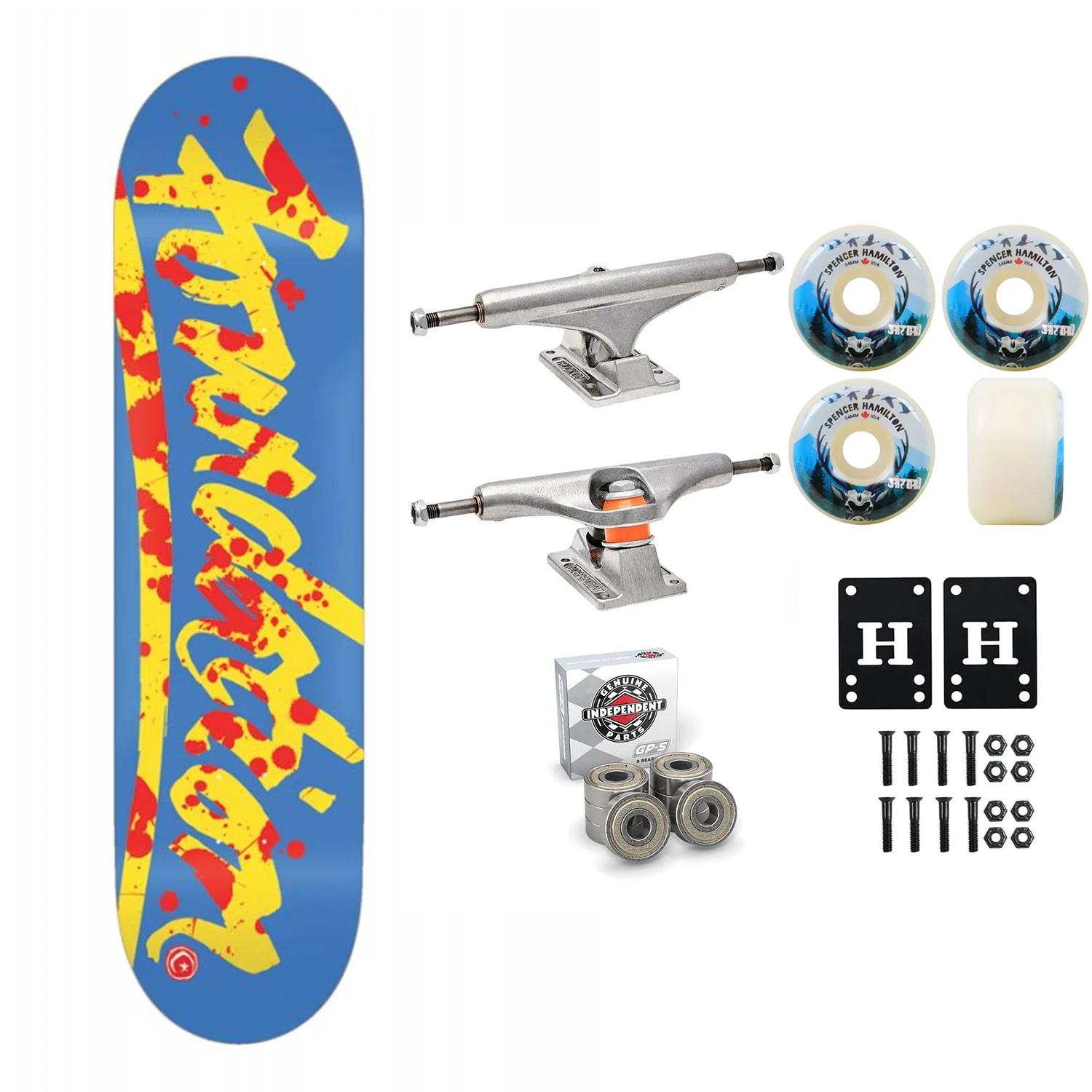Foundation Skateboard Complete Script Ink 8.25" x 31.88" Independent Satori Upgrade