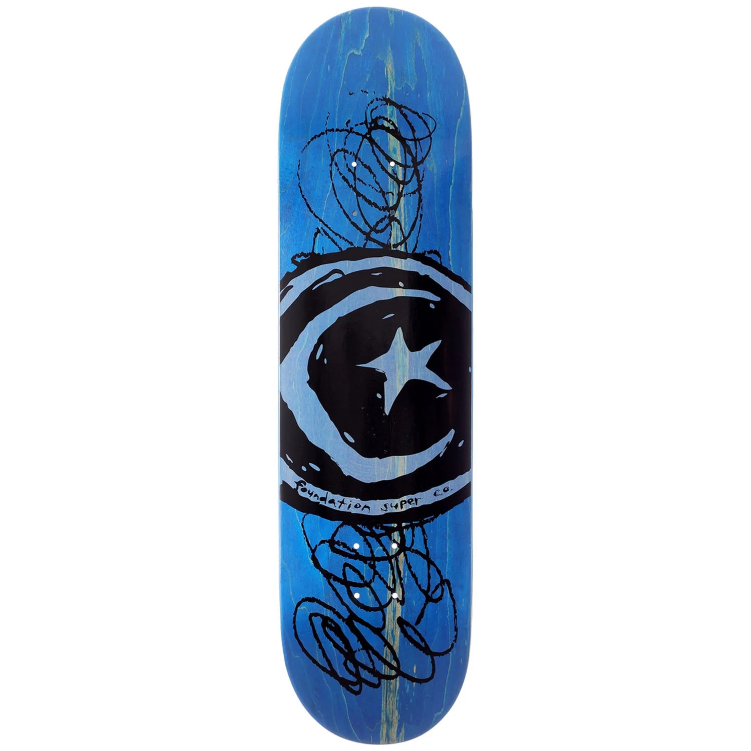 Foundation Skateboard Deck Star and Moon Scribble 8.38" x 32" (Assorted Colors)