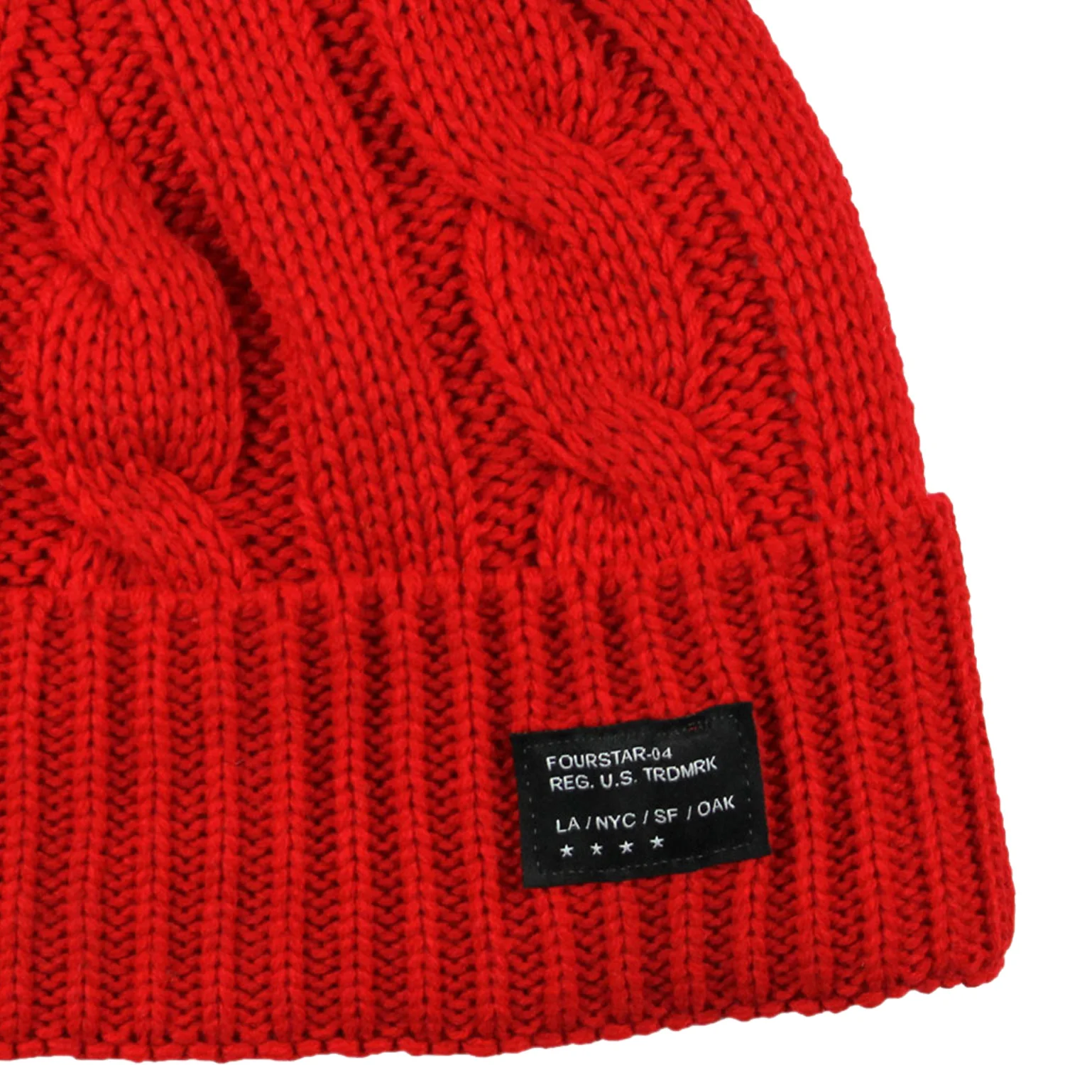 Fourstar Beanie CABLE KNIT FOLD RED Cap - Image 2
