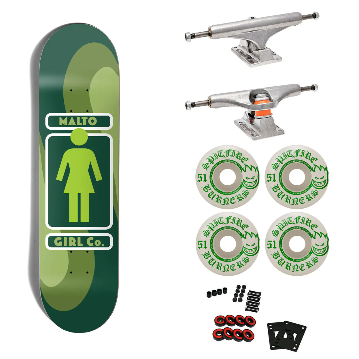 Girl Premium Skateboard with Indy Trucks, Spitfire Wheels 8.25" Malto 93 Til Lovers