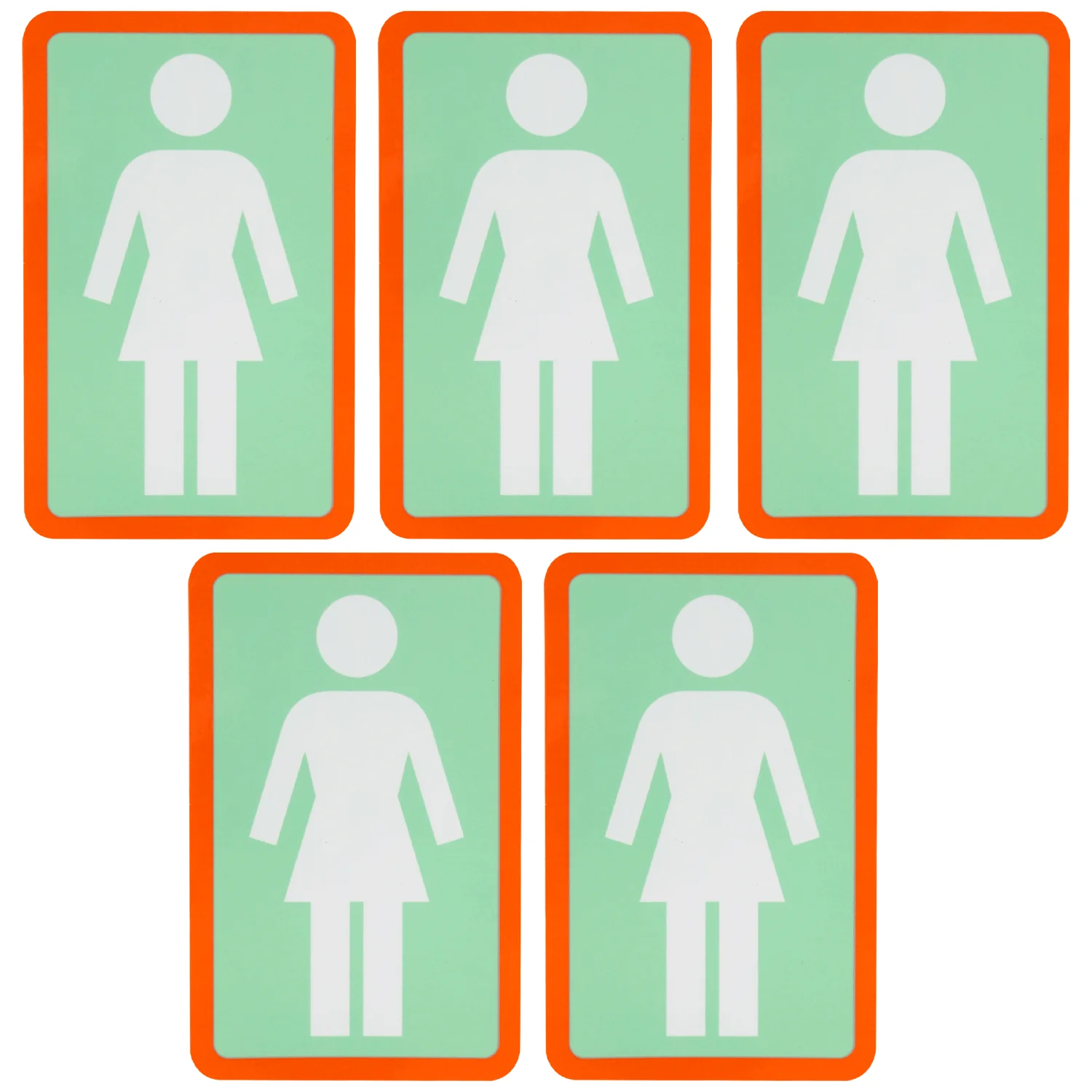 Girl Skateboard Sticker OG Decal White/Mint/Orange 6" x 3.75" 5-Pack