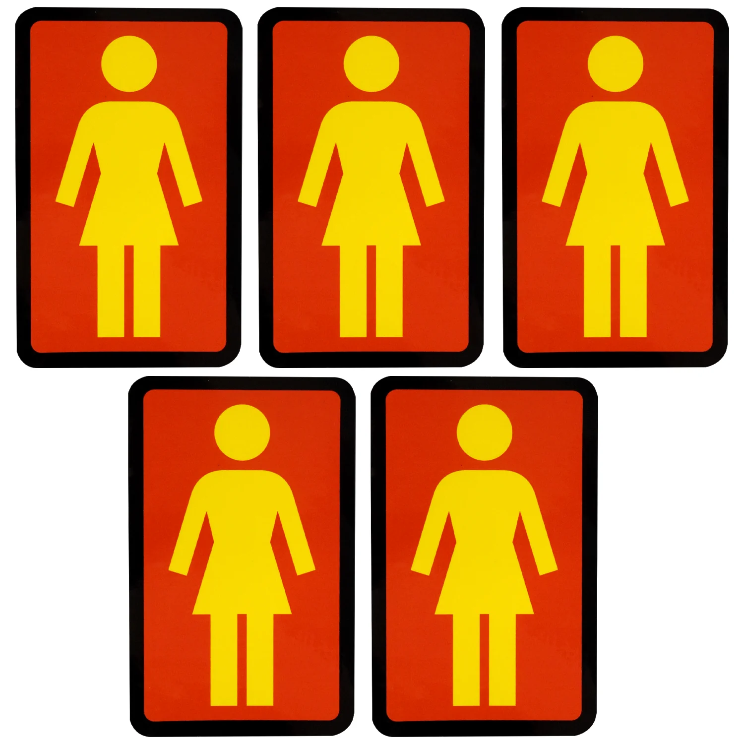 Girl Skateboard Sticker OG Decal Yellow/Brown/Black 6" x 3.75" 5-Pack