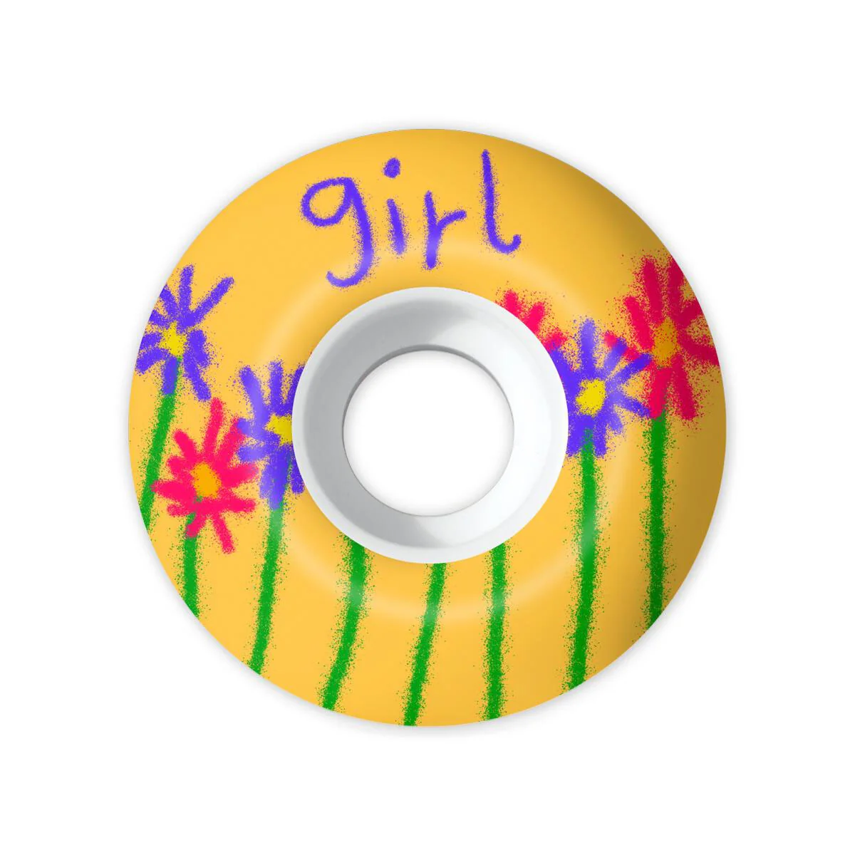 Girl Skateboard Wheels 56mm Flowers 99AWhite - Image 2