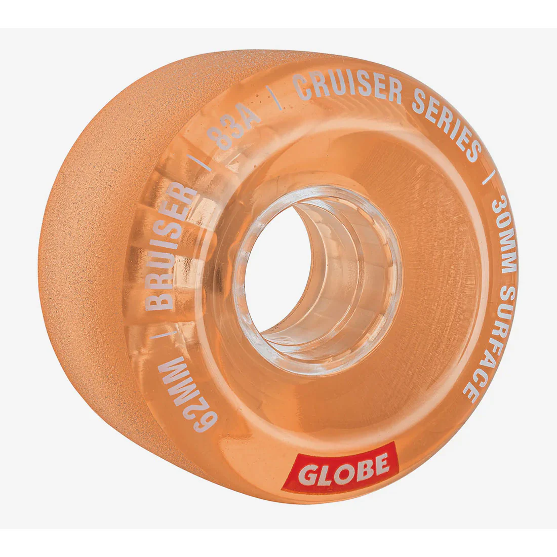 Globe Skateboard / Longboard / Cruiser Wheels Bruiser 62mm 83A Clear Coral - Image 2